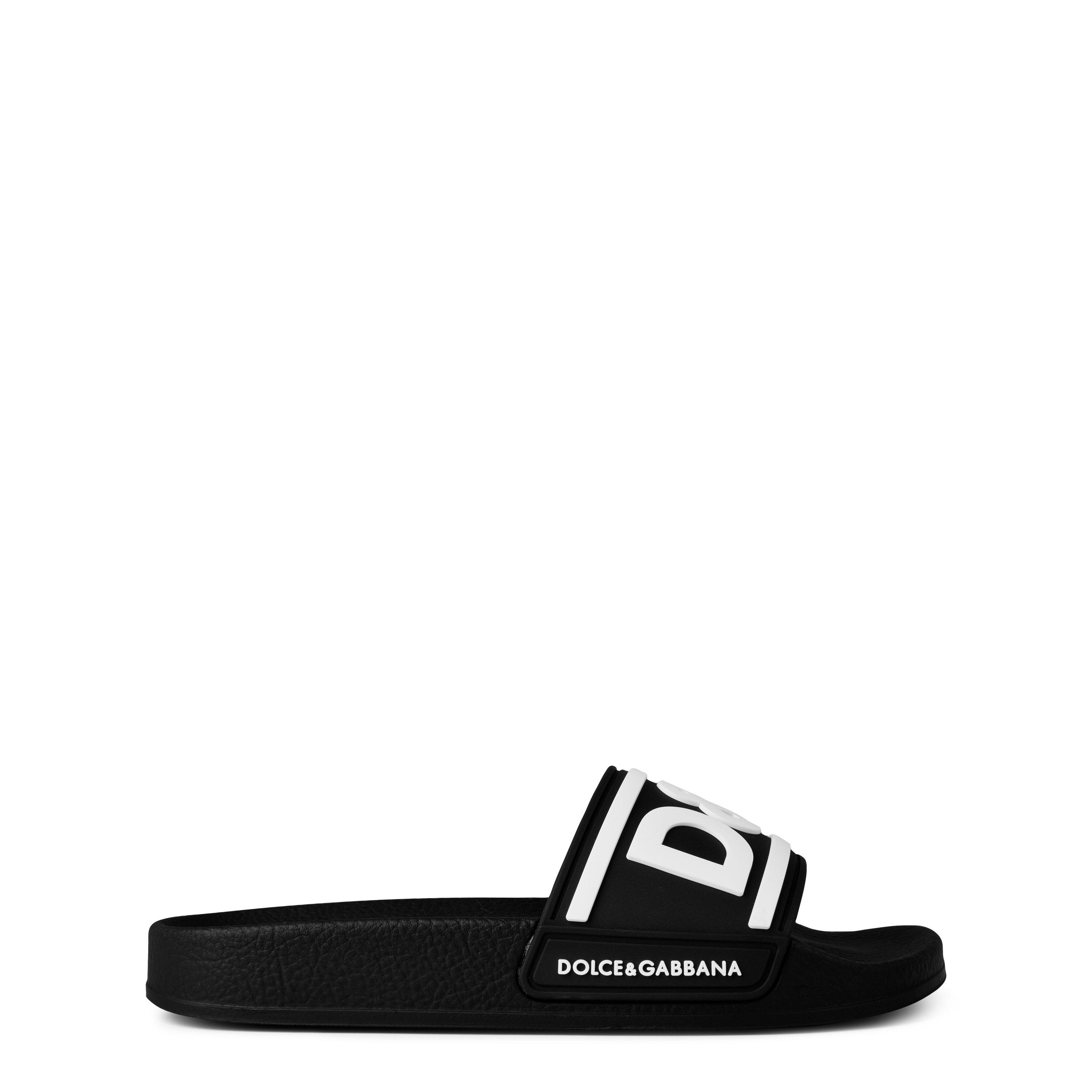 Black 89690 - Dolce and Gabbana - 3d Logo Flat Slides Junior Boys - 1