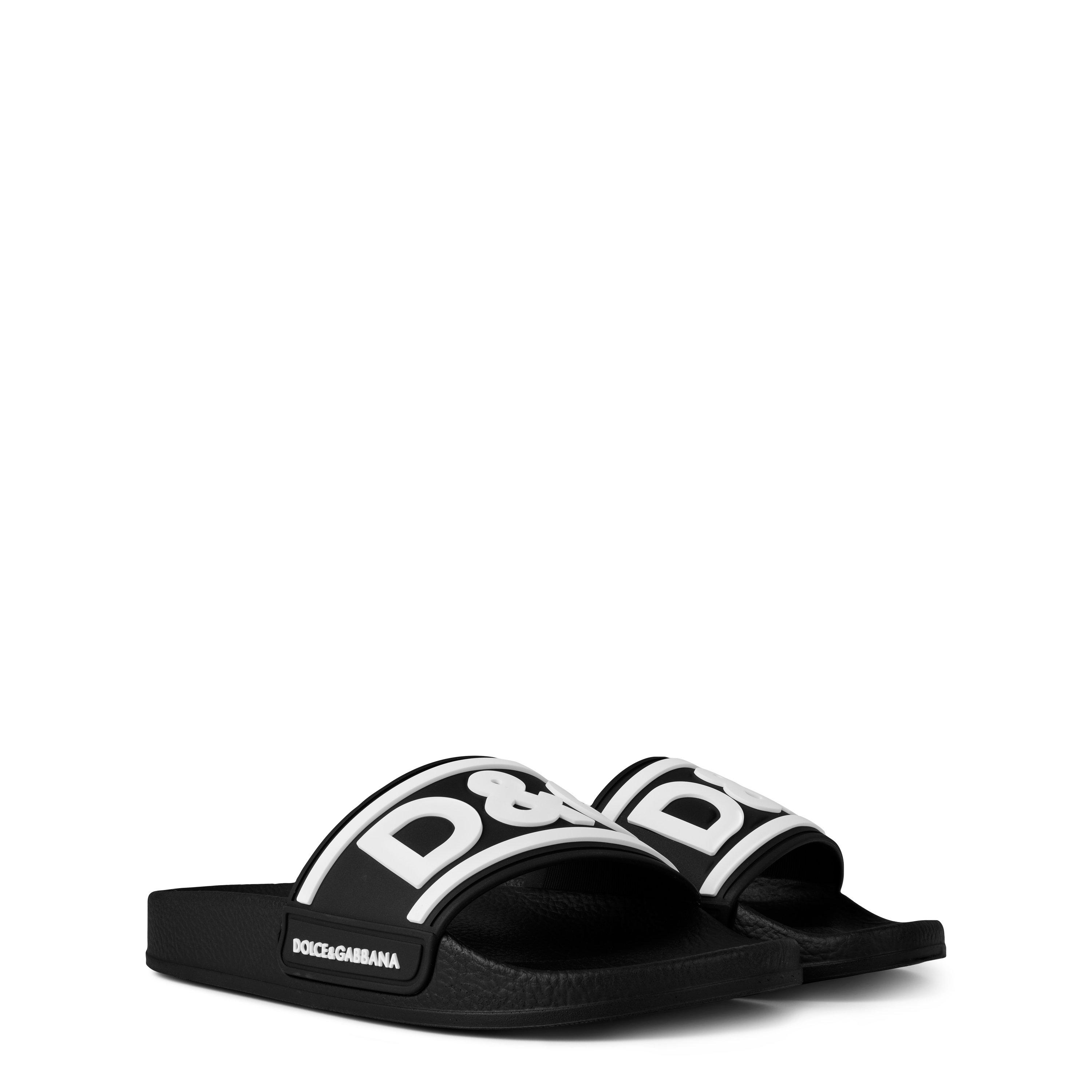 Black 89690 - Dolce and Gabbana - 3d Logo Flat Slides Junior Boys - 3