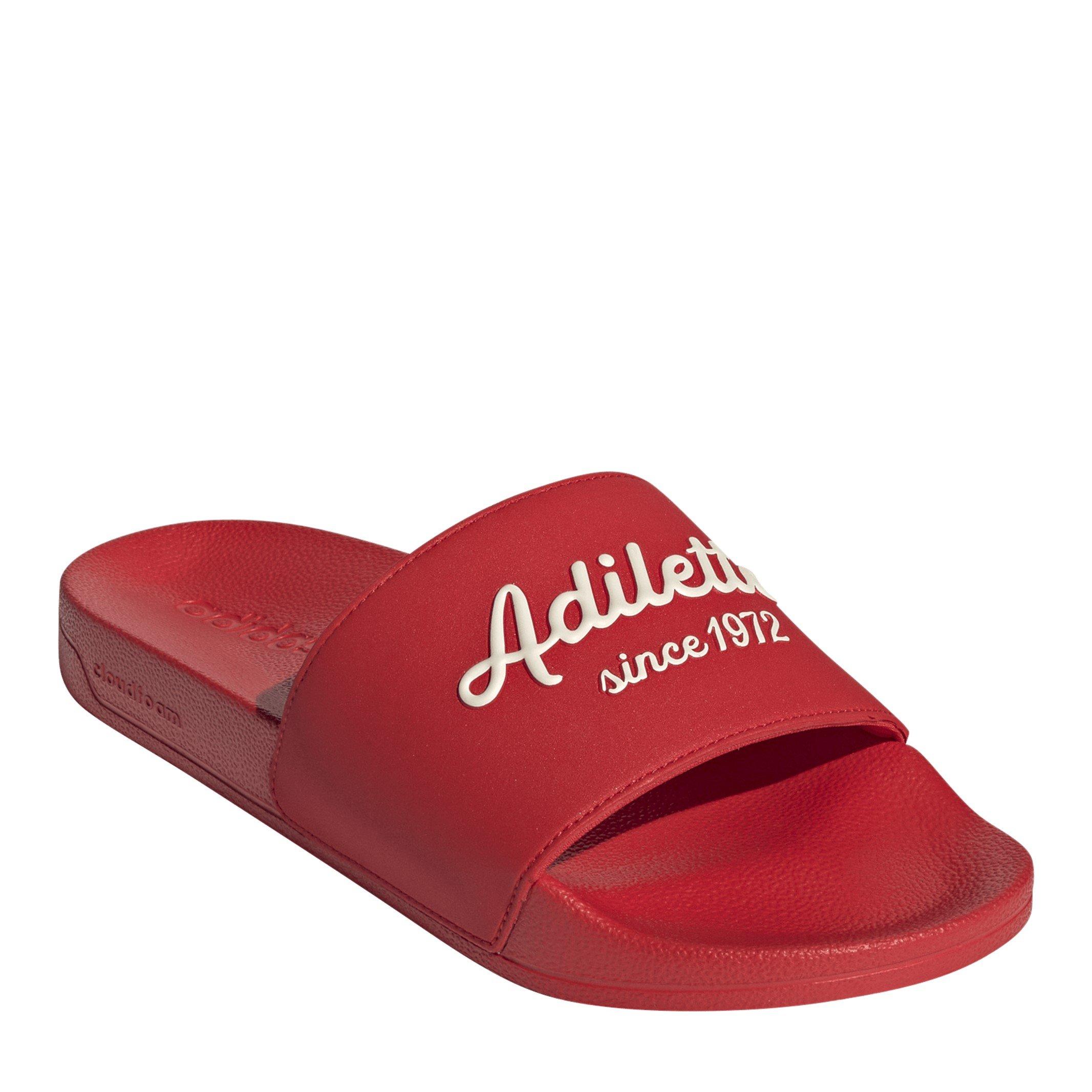 Vivid Red/White - adidas - Unisex Kids' Adilette Sliders - 3