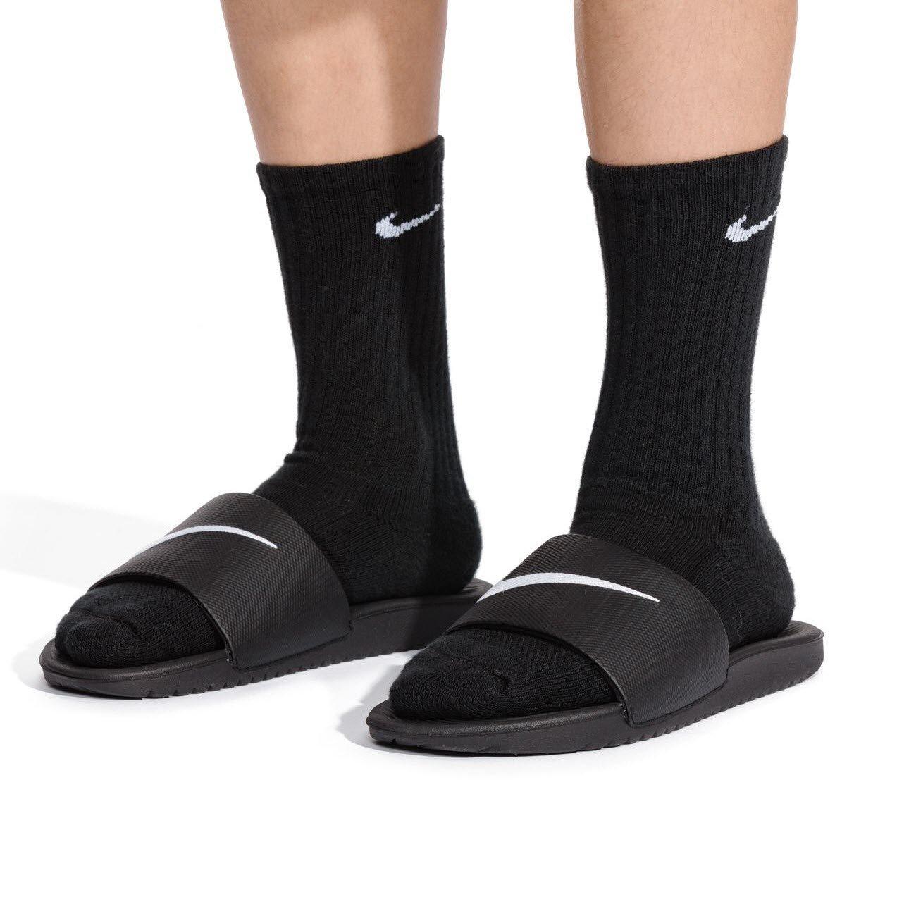 Preto/Branco - Nike - Kawa Little/Big Kids' Pool Sliders - 6