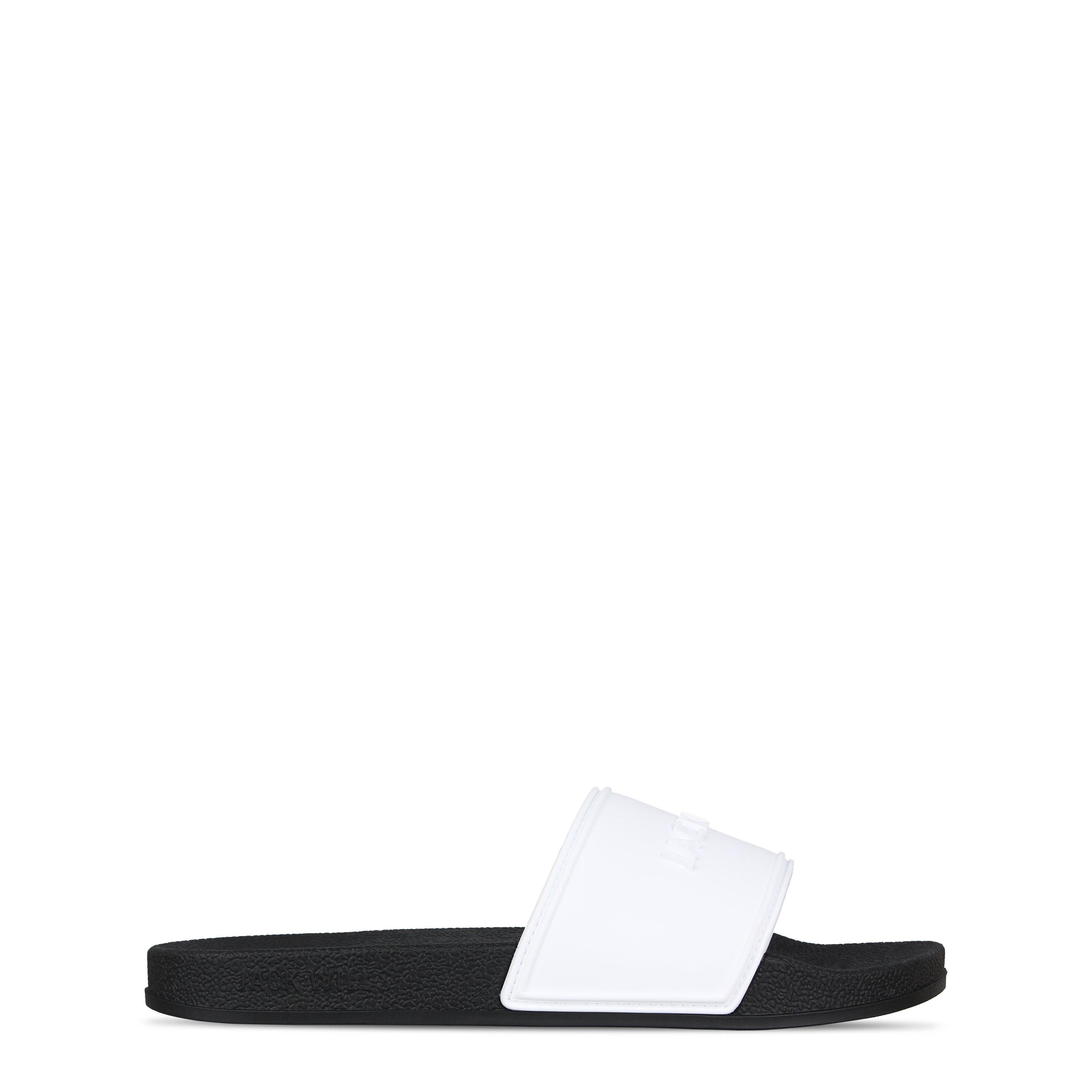 Jack Wills Boys Logo Sliders Juniors - White/Black - 3 (35.5)