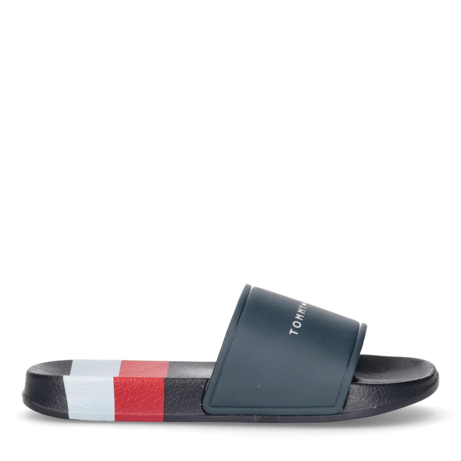 Blu/Wht 004 - Tommy Hilfiger - Kids' Stripe Logo Sliders - 1