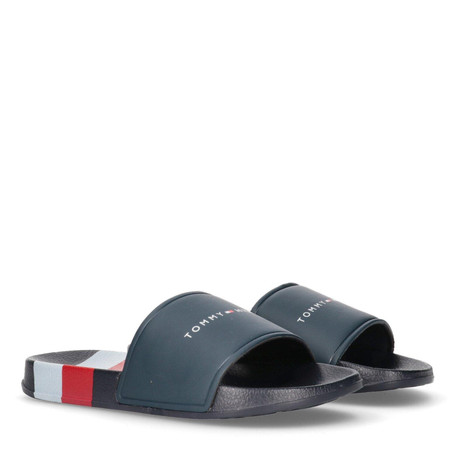 Blu/Wht 004 - Tommy Hilfiger - Kids' Stripe Logo Sliders - 2