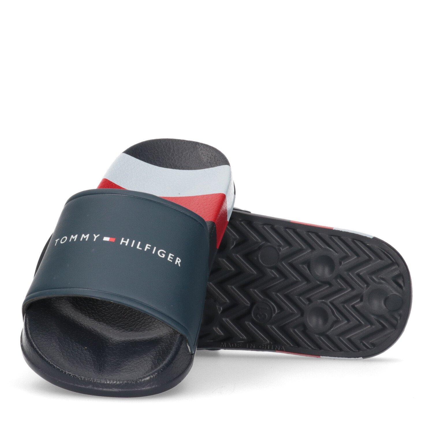 Blu/Wht 004 - Tommy Hilfiger - Kids' Stripe Logo Sliders - 3