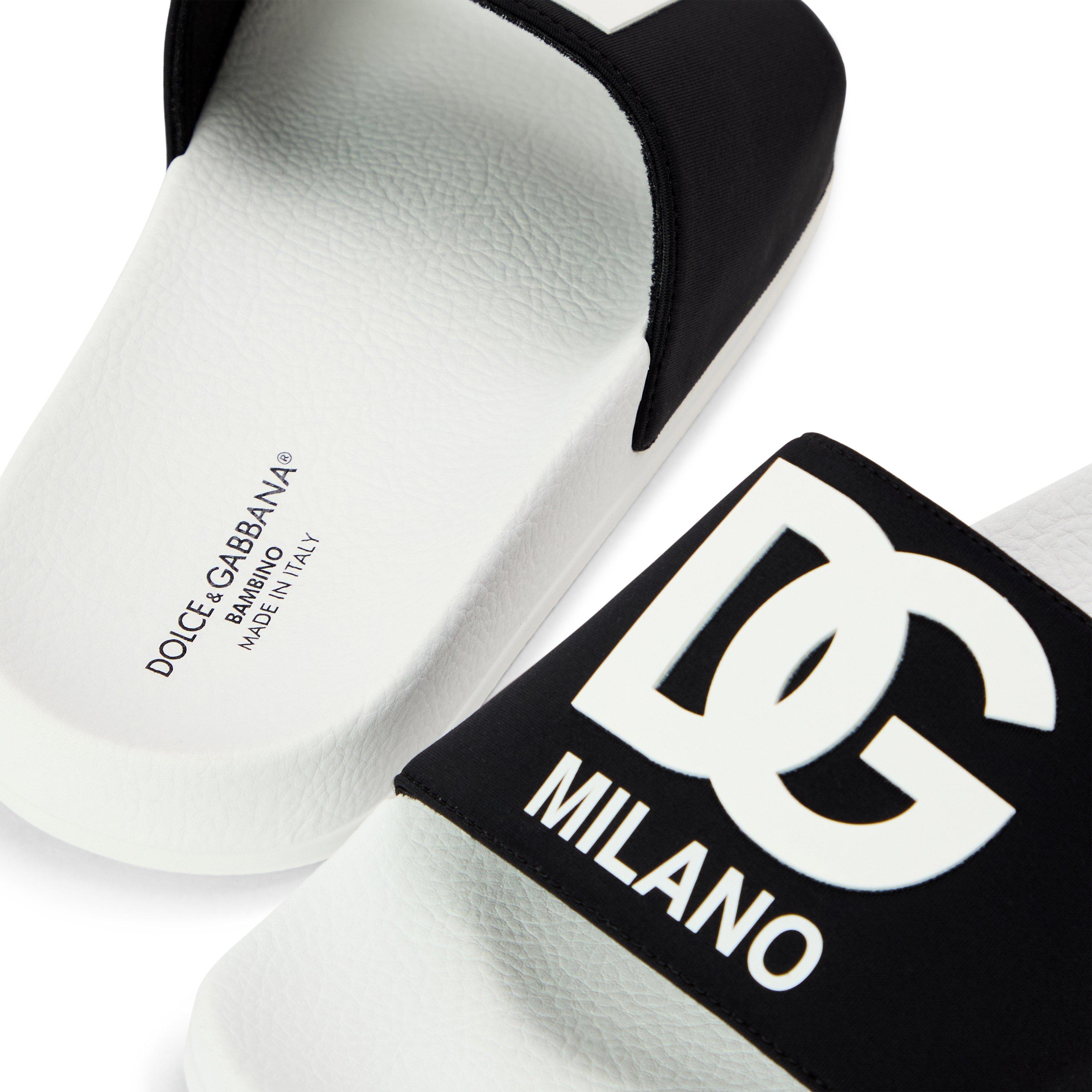 Blk Wht 8B939 - Dolce and Gabbana - Unisex Kids' Logo Pool Sliders - 3