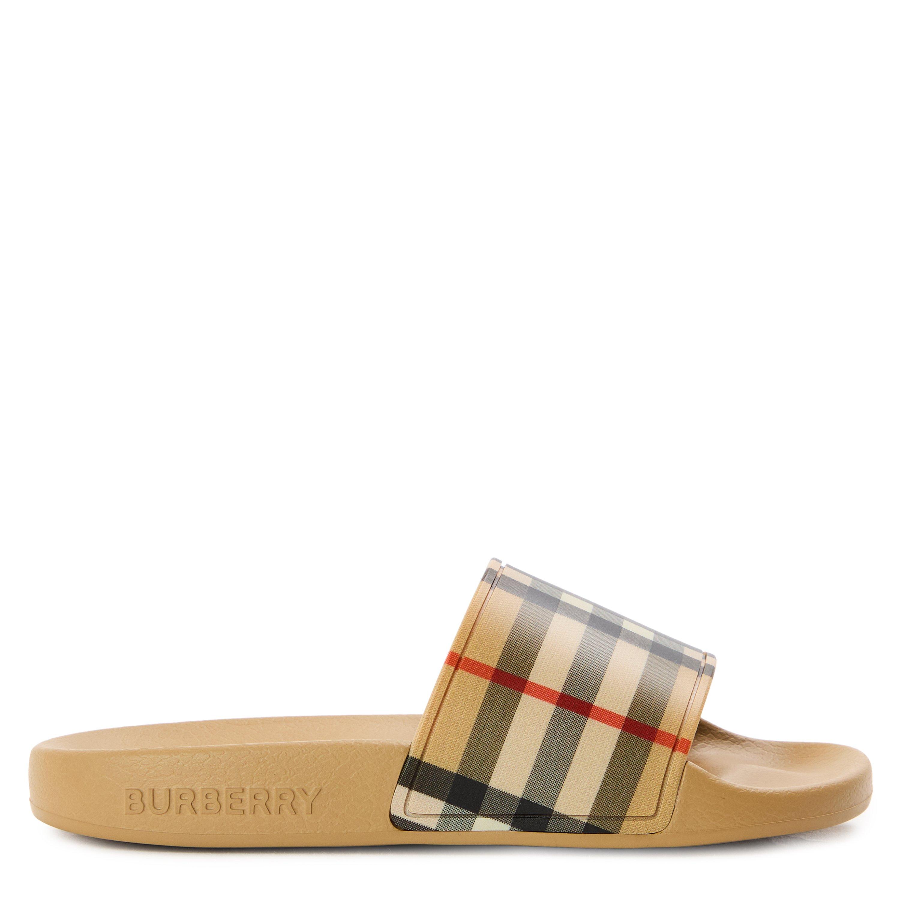 Burberry  Kids' Burb Furley Pool Sliders - Sand Chk B9368 - Size C12 (31)