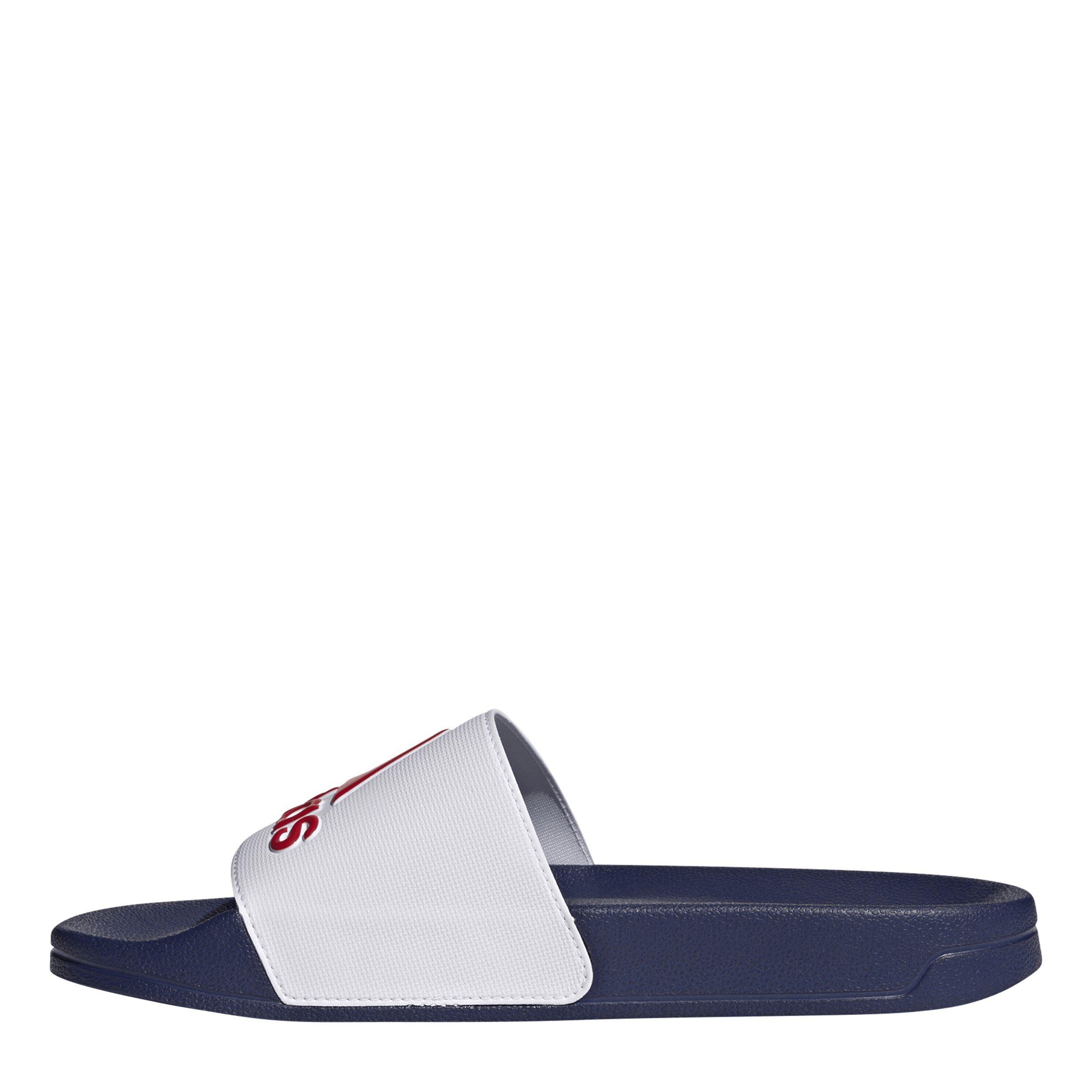Wht/Scrlt/Blue - adidas - Adilette Shower Pool Sliders - 2