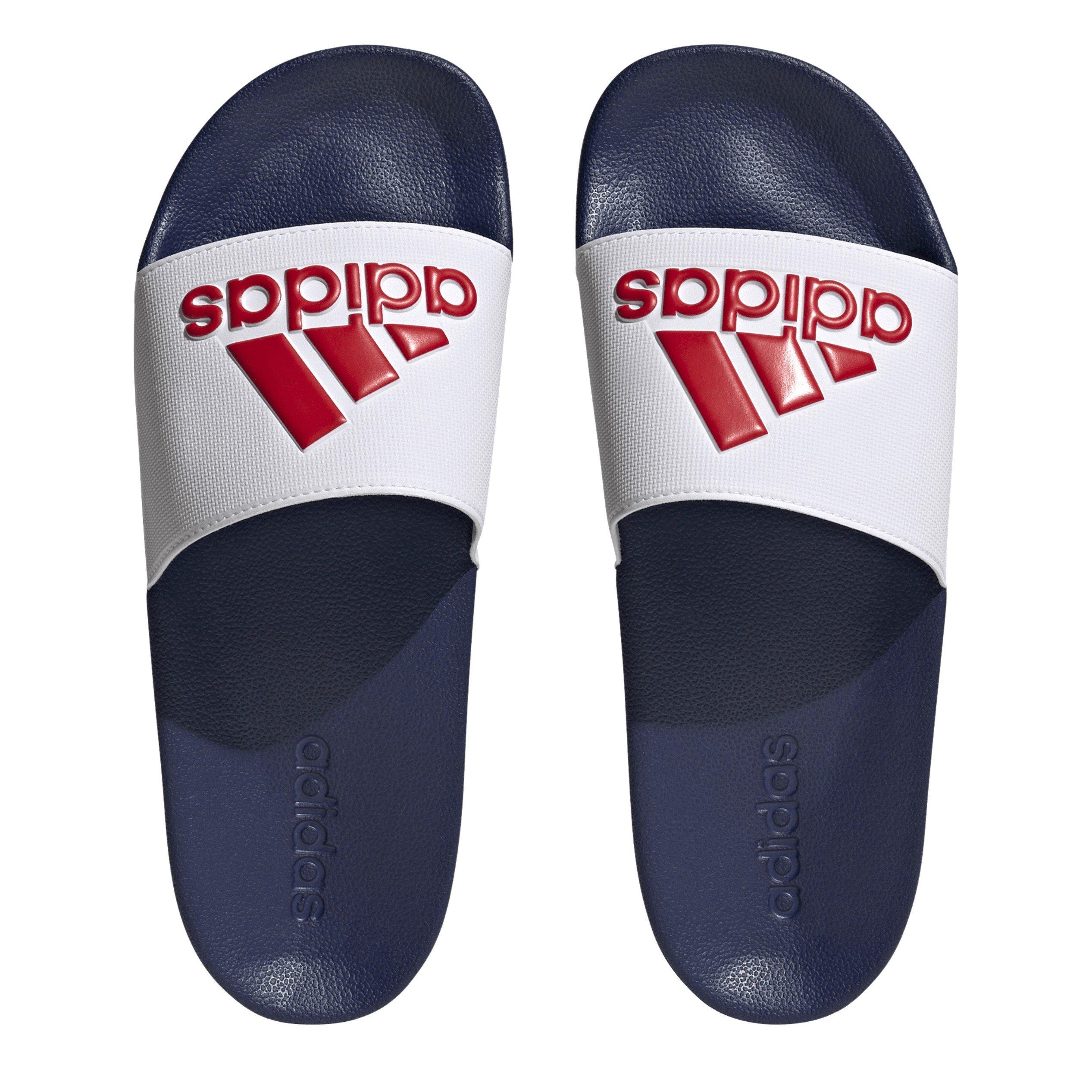 Wht/Scrlt/Blue - adidas - Adilette Shower Pool Sliders - 5