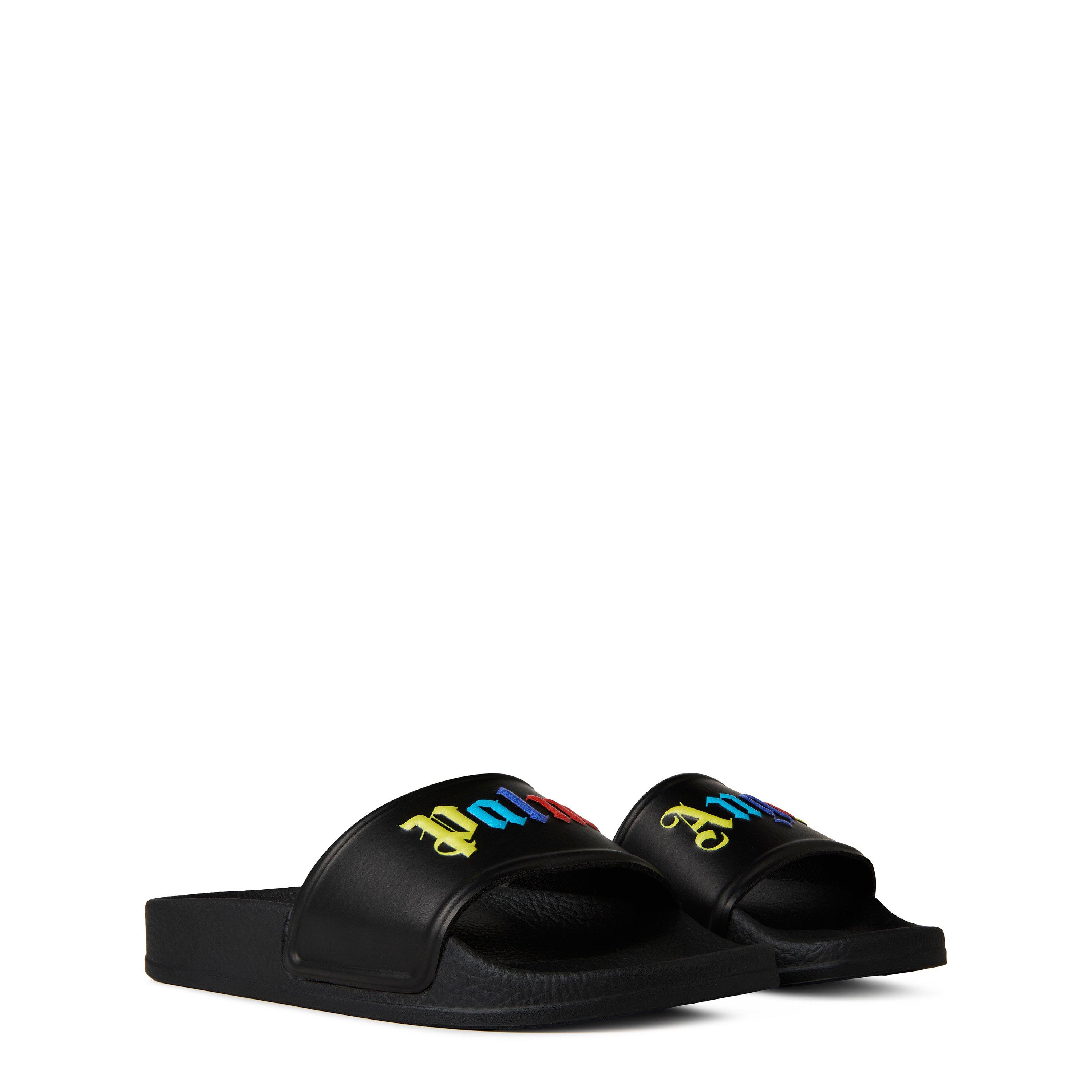 Black 1084 - Palm Angels - Logo Pool Slides - 3