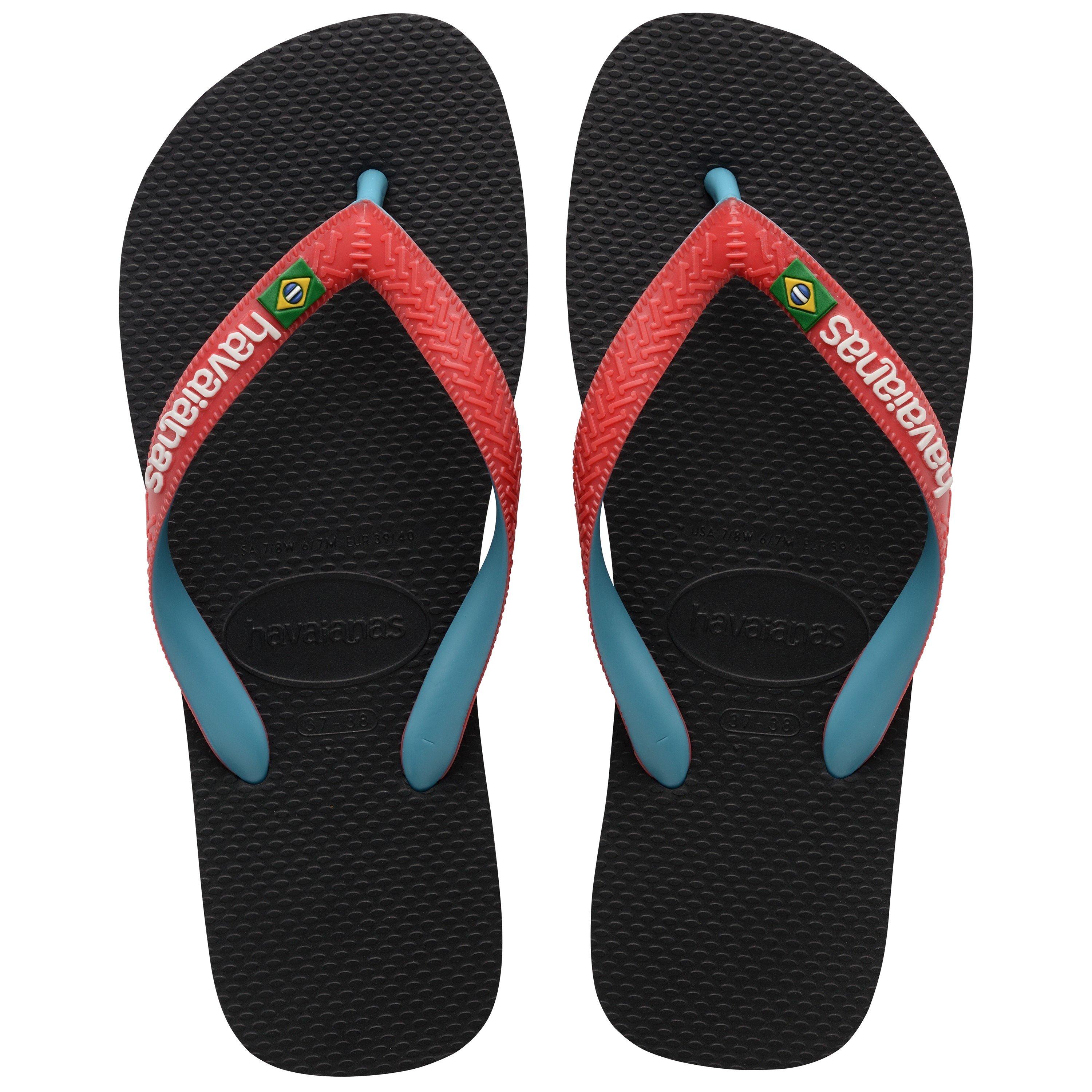 Schwarz/Rot Rubin - Havaianas - Hav. Brasil Mix Black/Red Ruby 41/4 Flip Flops Womens - 3