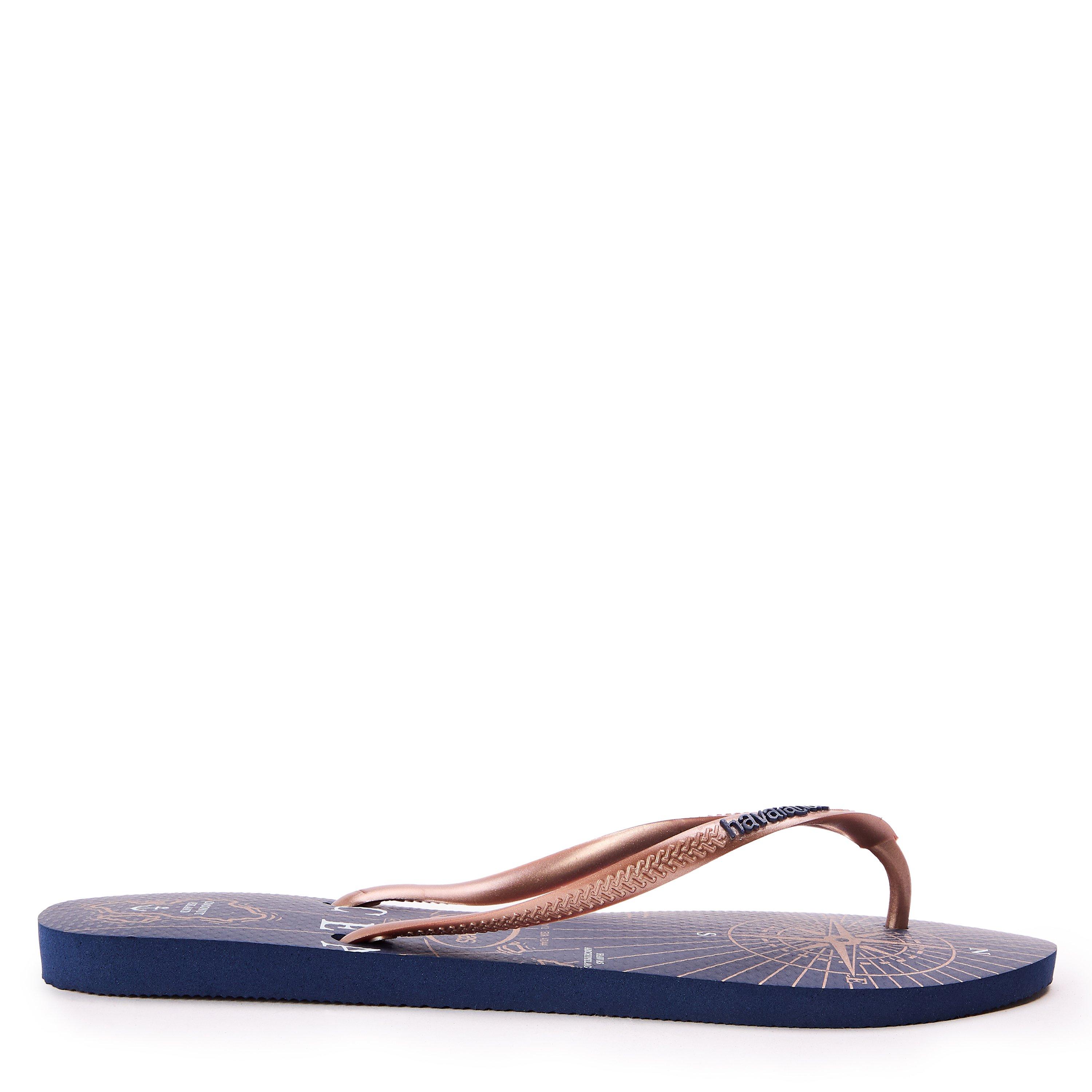 Havaianas Hav. Slim Nautical Navy Blue/Rose G Flip Flops Womens