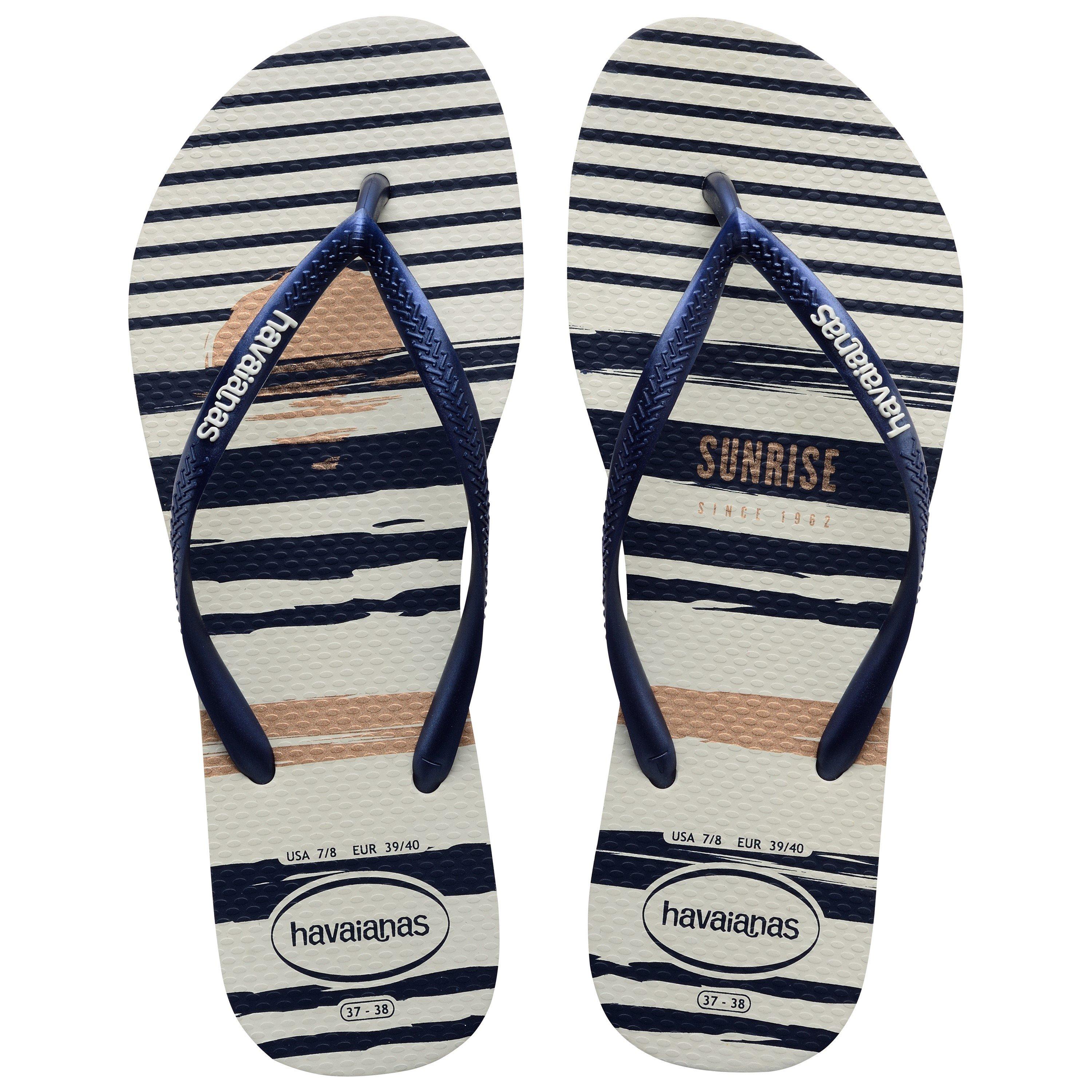 Navy/White - Havaianas - Hav. Slim Nautical White/Navy/White Flip Flops Womens - 3