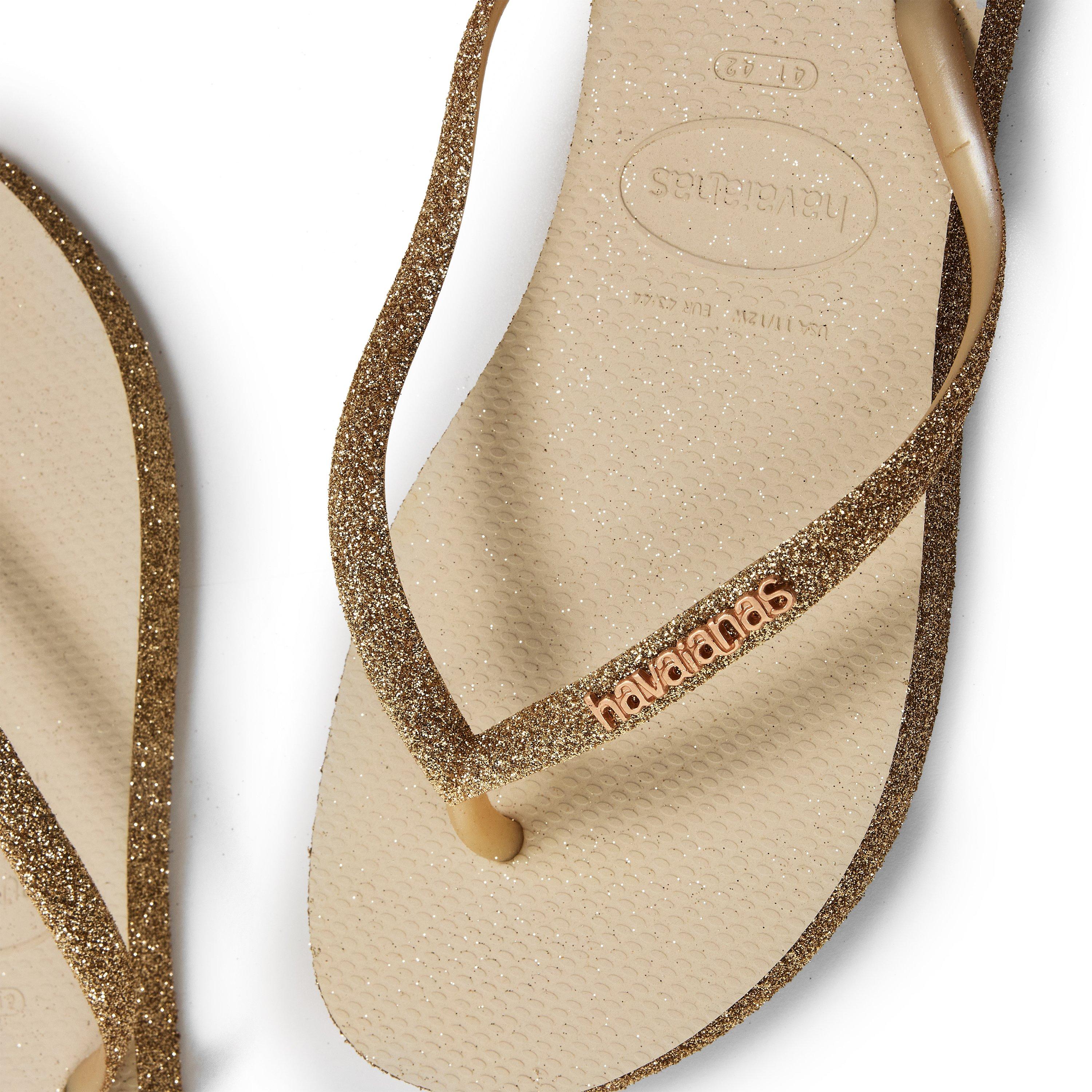 Beige - Havaianas - Hav. Slim Sparkle Beige 41/42 Flip Flops Womens - 3