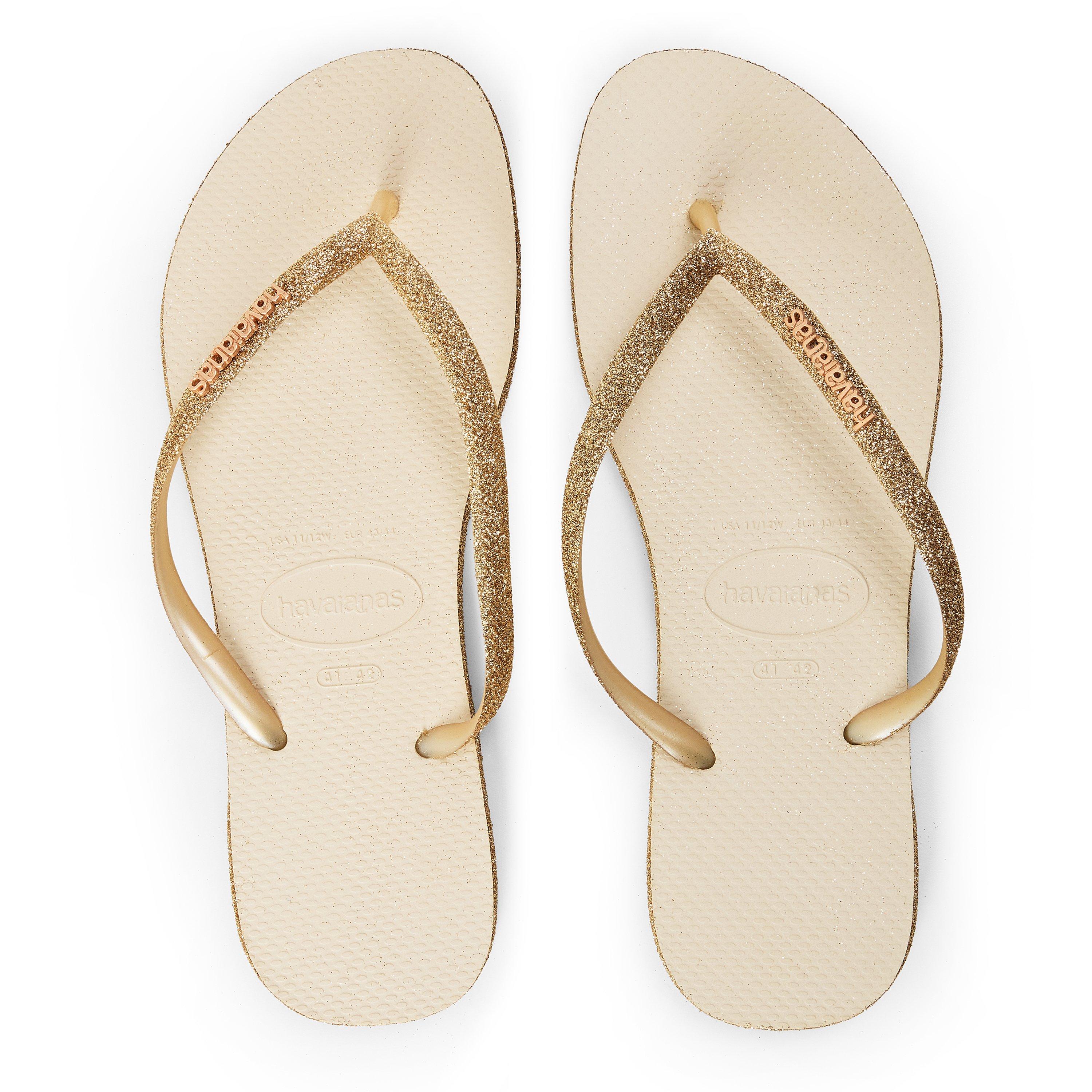 Beige - Havaianas - Hav. Slim Sparkle Beige 41/42 Flip Flops Womens - 4