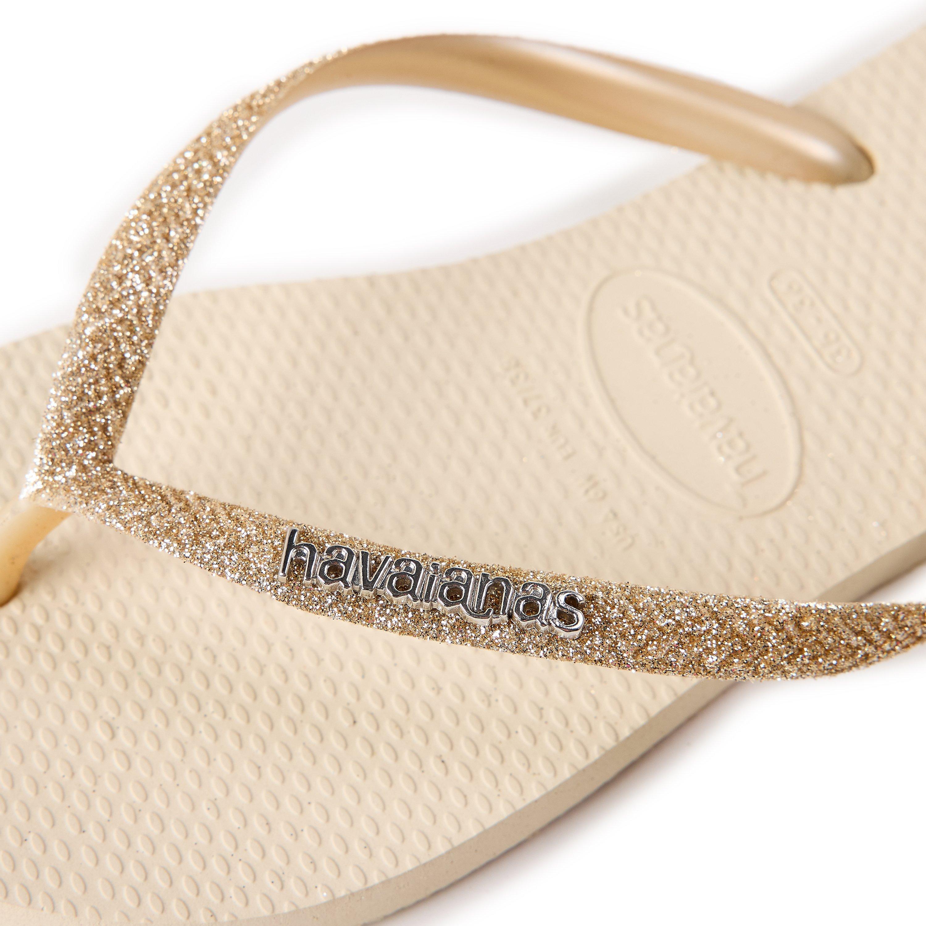 Beige - Havaianas - Hav. Slim Glitter Ii Beige 35/36 Flip Flops Womens - 3