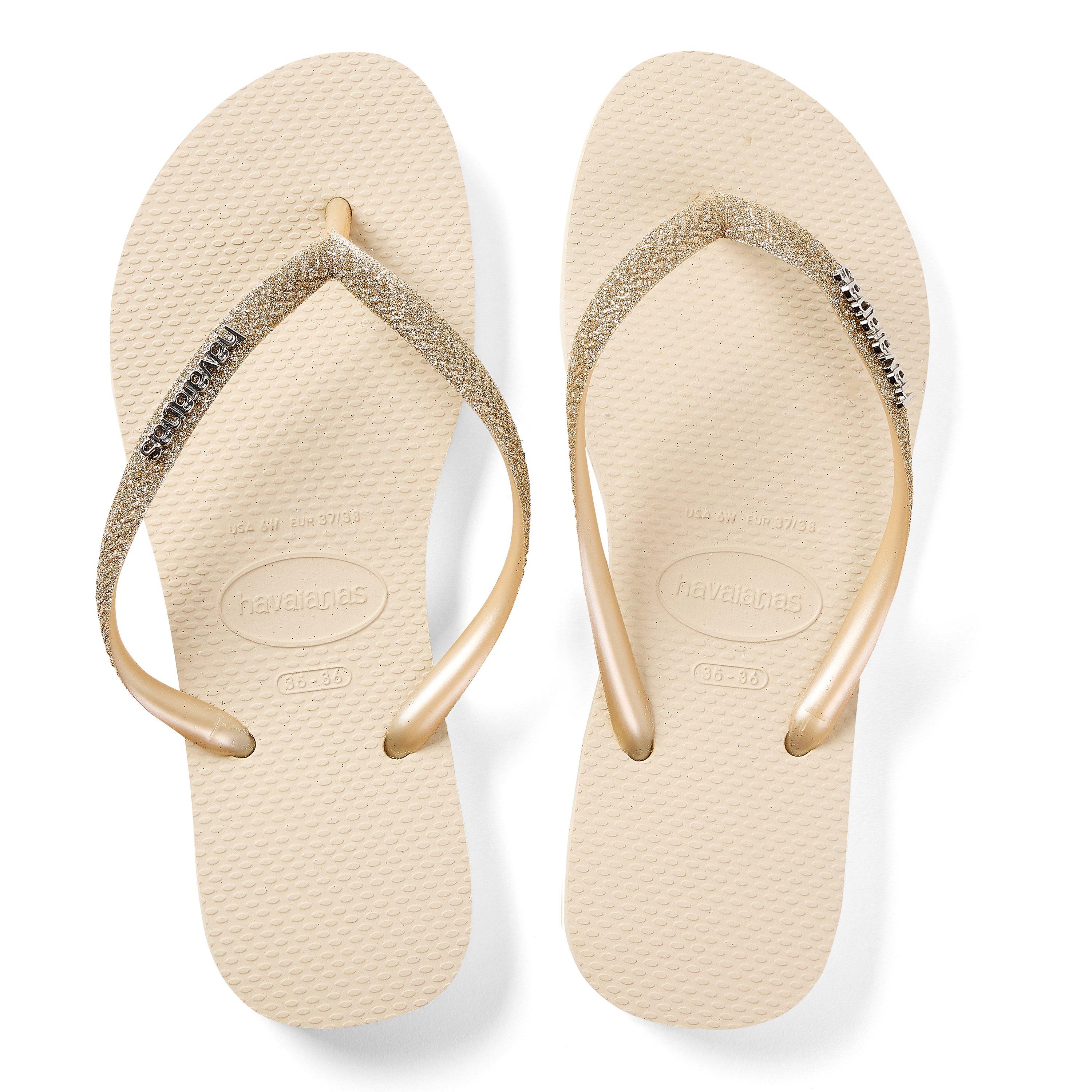 Beige - Havaianas - Hav. Slim Glitter Ii Beige 35/36 Flip Flops Womens - 4