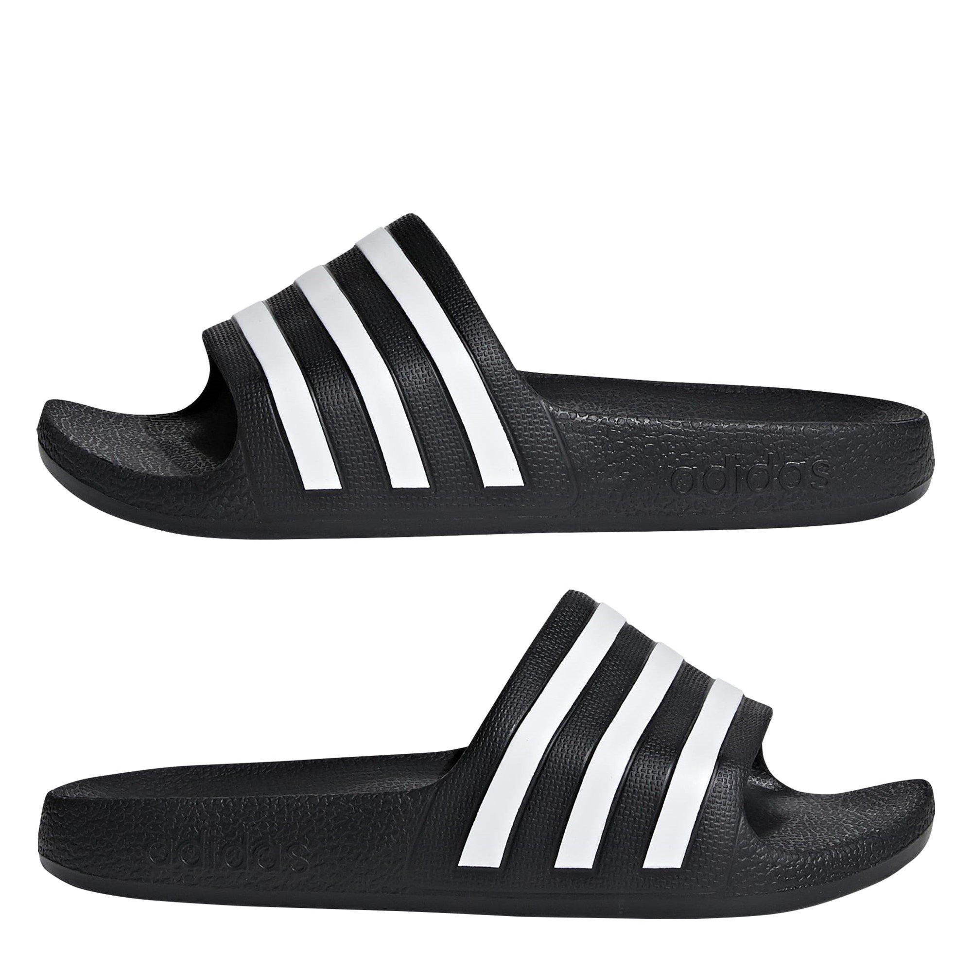 Black/White - adidas - Kids' Adilette Pool Slider - 10