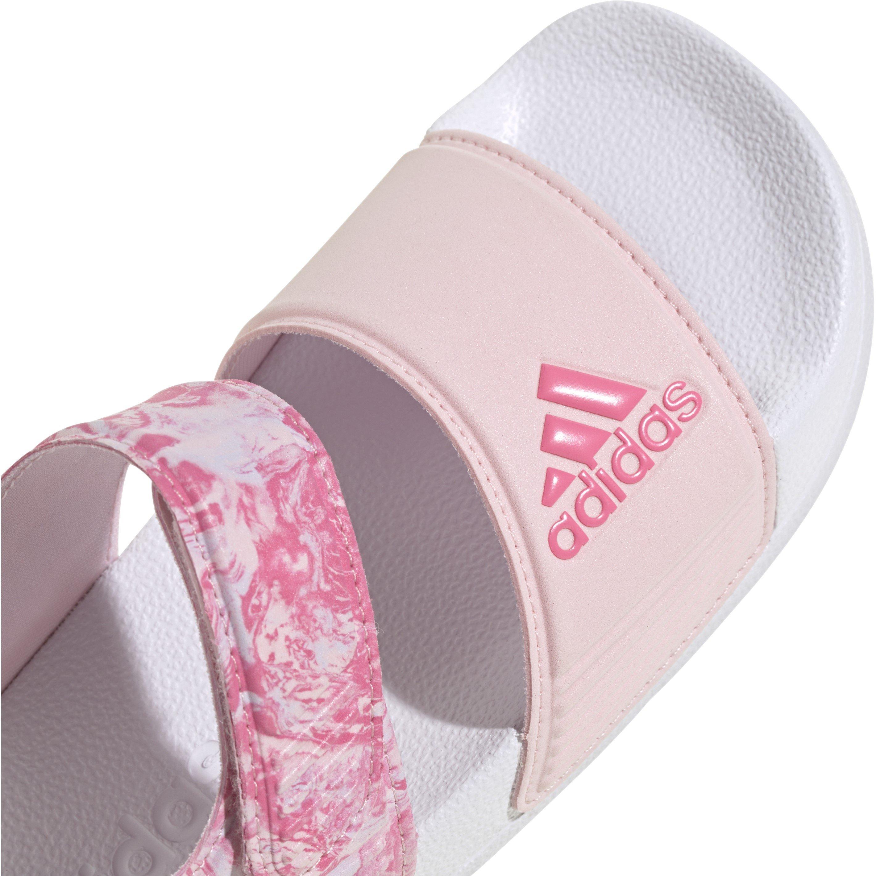 Clear Pink/Wht - adidas - Adilette Sandal K Sliders Unisex Kids - 7