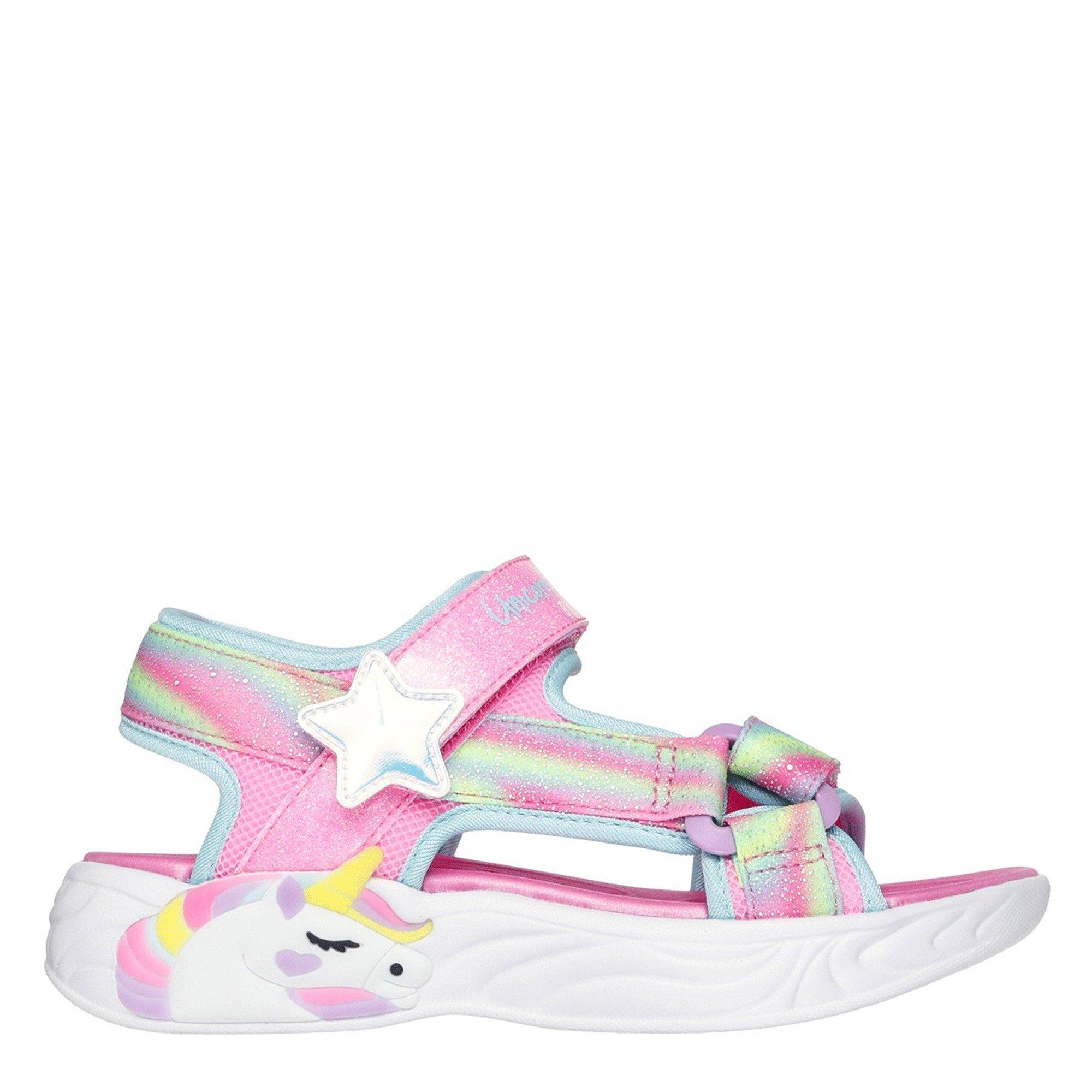 Skechers Girls Lighted Unicorn Dreams Sandal Flat Sandals - Pink - C11 (29)