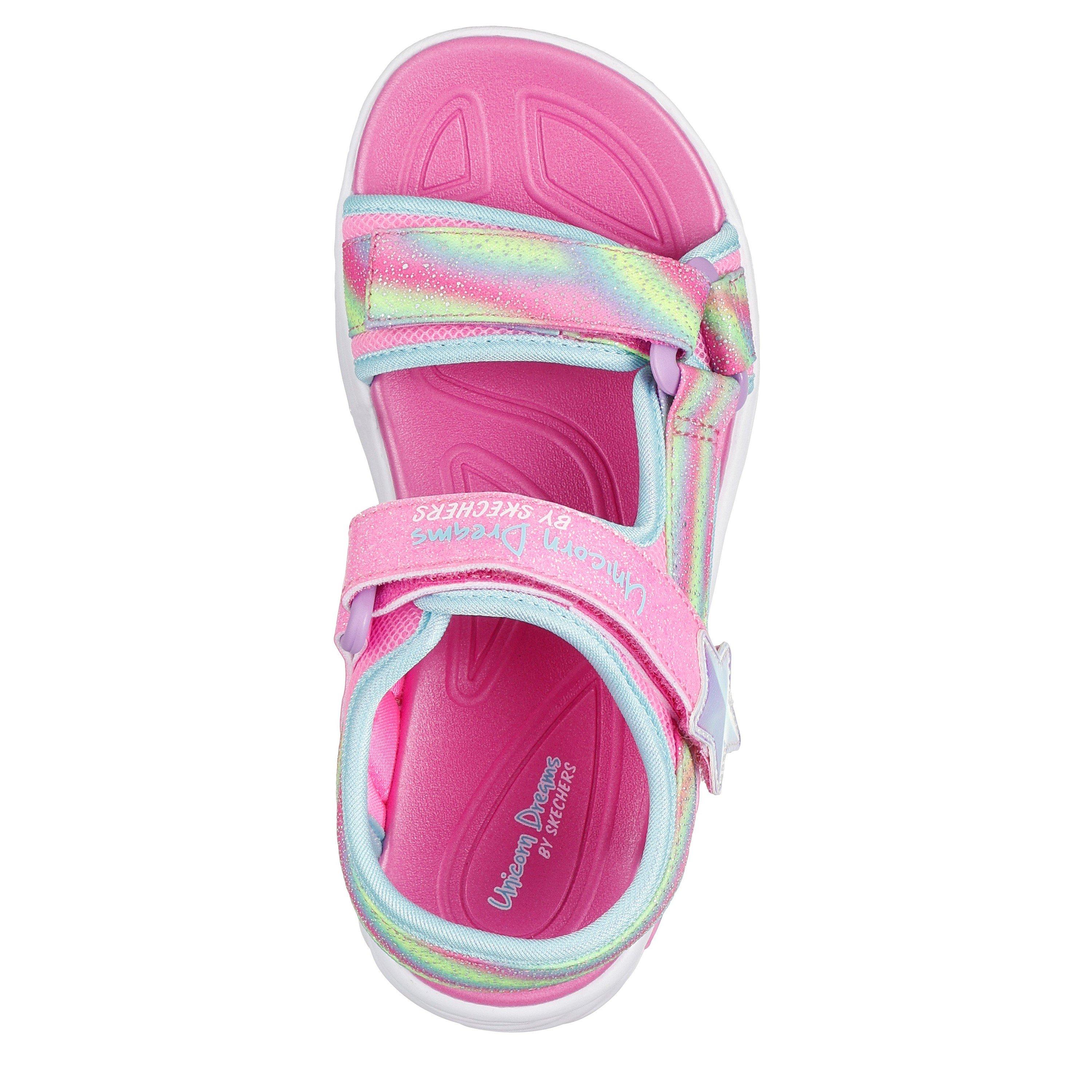 Pink - Skechers - Skechers Lighted Unicorn Dreams Sandal Flat Sandals Girls - 4
