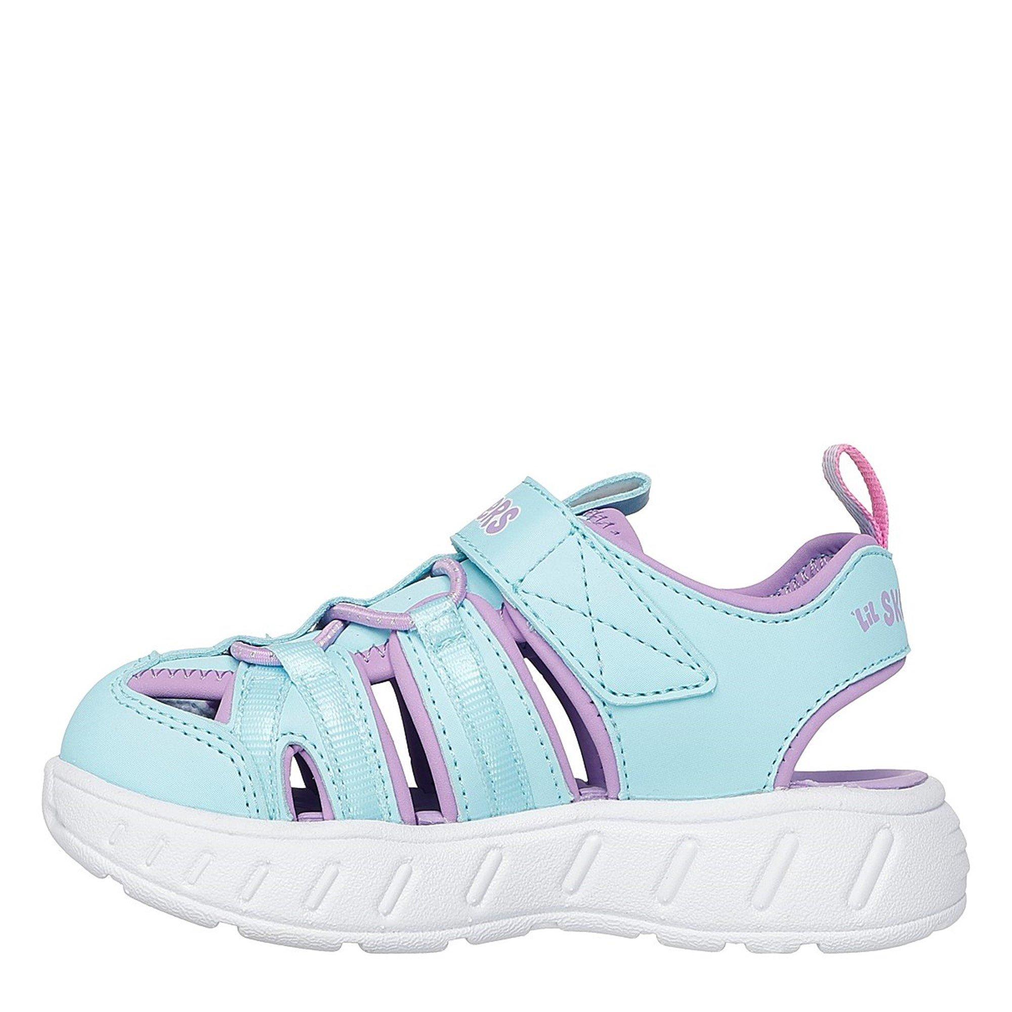 Turq/Lavender - Skechers - Close Toe Sandal W Bungee & Strap Flat Sandals Girls - 2