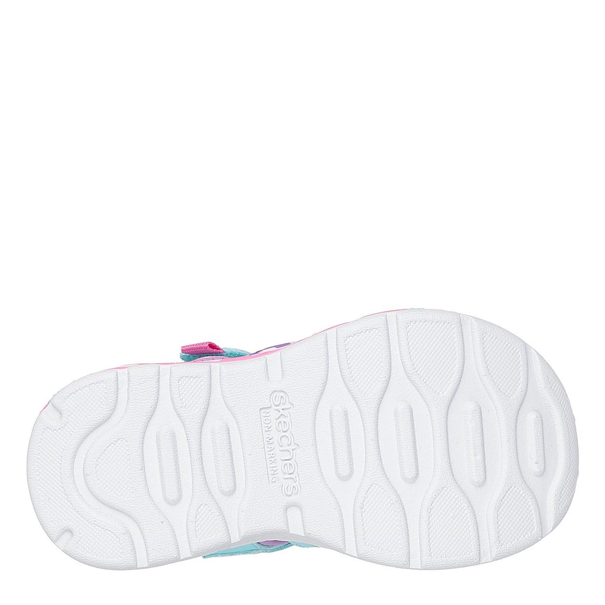 Turq/Lavender - Skechers - Close Toe Sandal W Bungee & Strap Flat Sandals Girls - 4