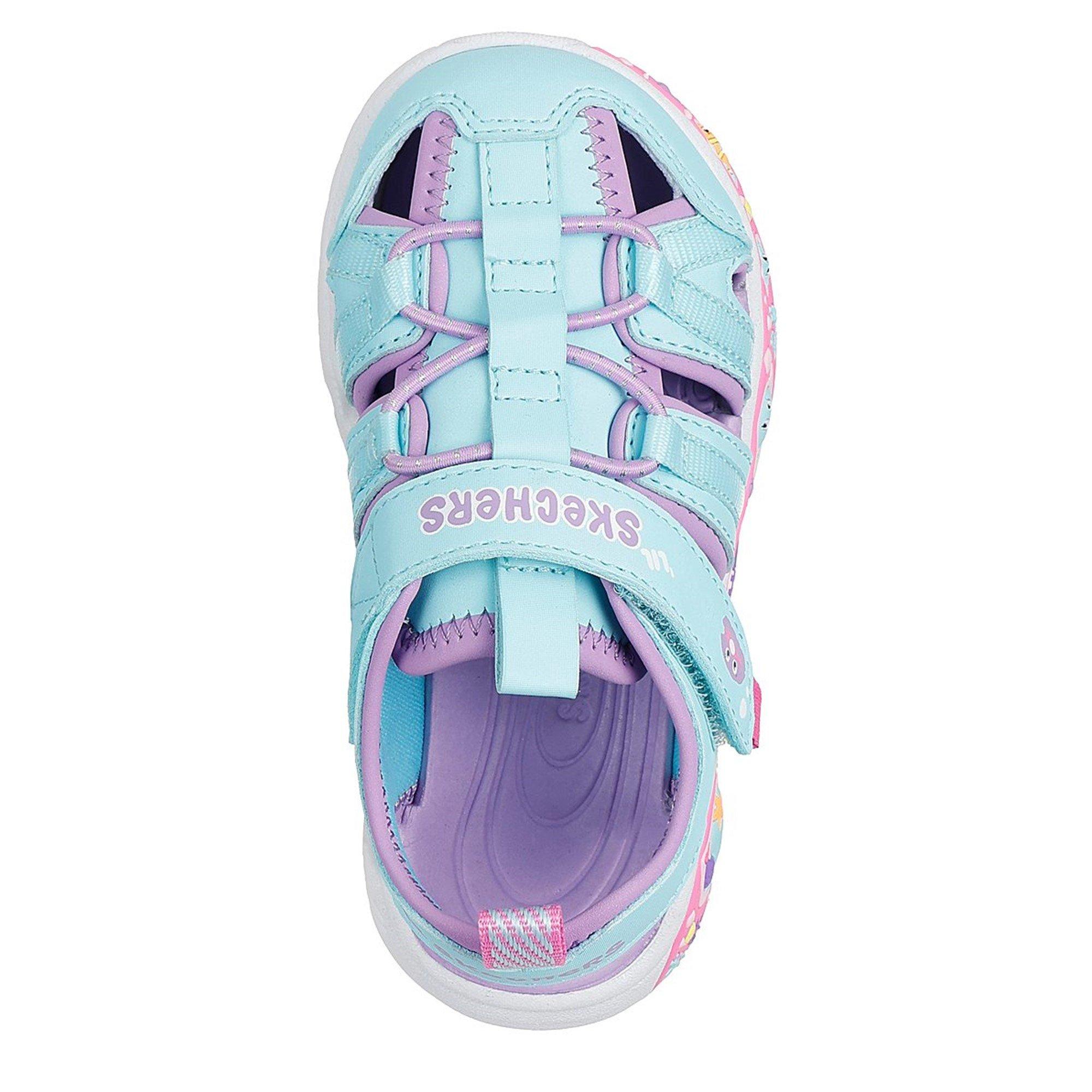 Turq/Lavender - Skechers - Close Toe Sandal W Bungee & Strap Flat Sandals Girls - 5