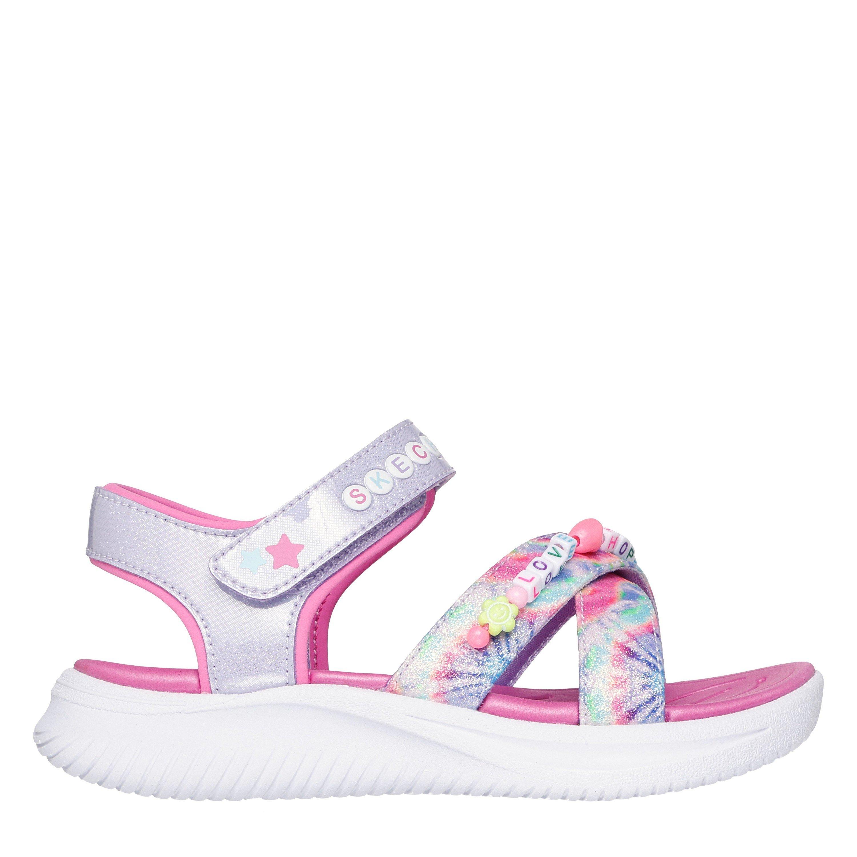 Skechers Girls Friendship Bracelet Theme Sandal Flat Sandals - Lavender/ - 1 (33.5)