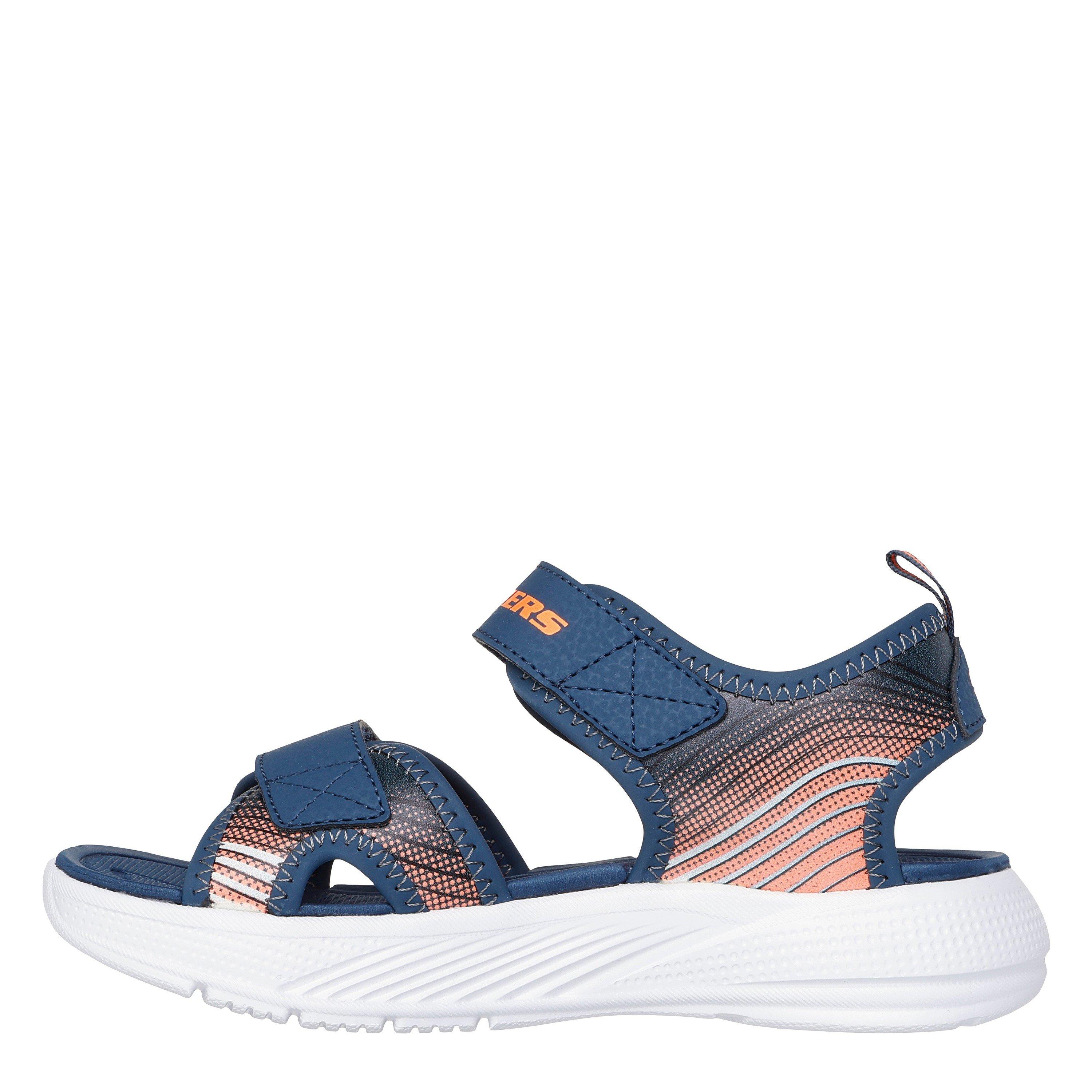 Navy/Orange - Skechers - Lightweight Sandal W Linear Details Flat Sandals Boys - 2