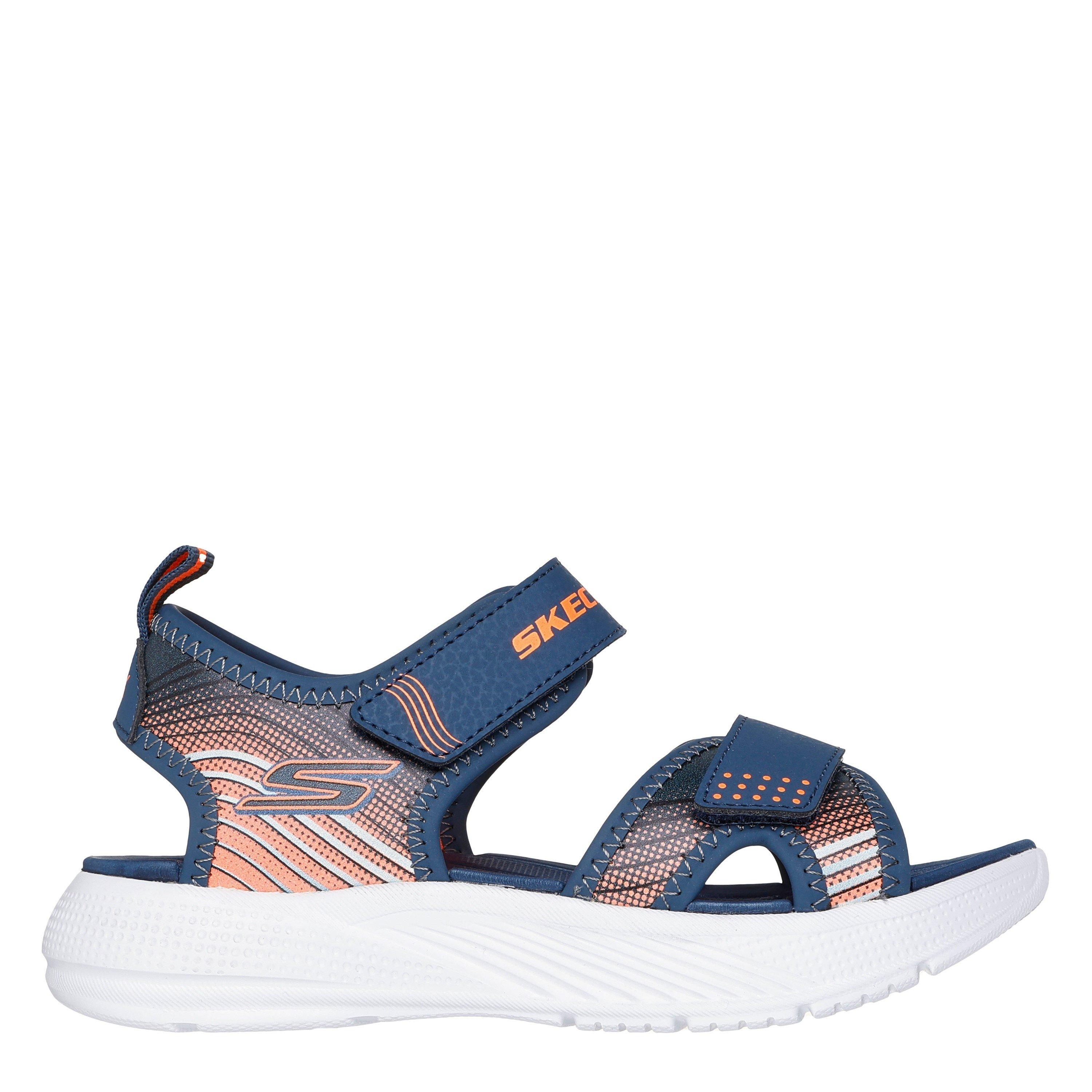 Navy/Orange - Skechers - Lightweight Sandal W Linear Details Flat Sandals Boys - 3