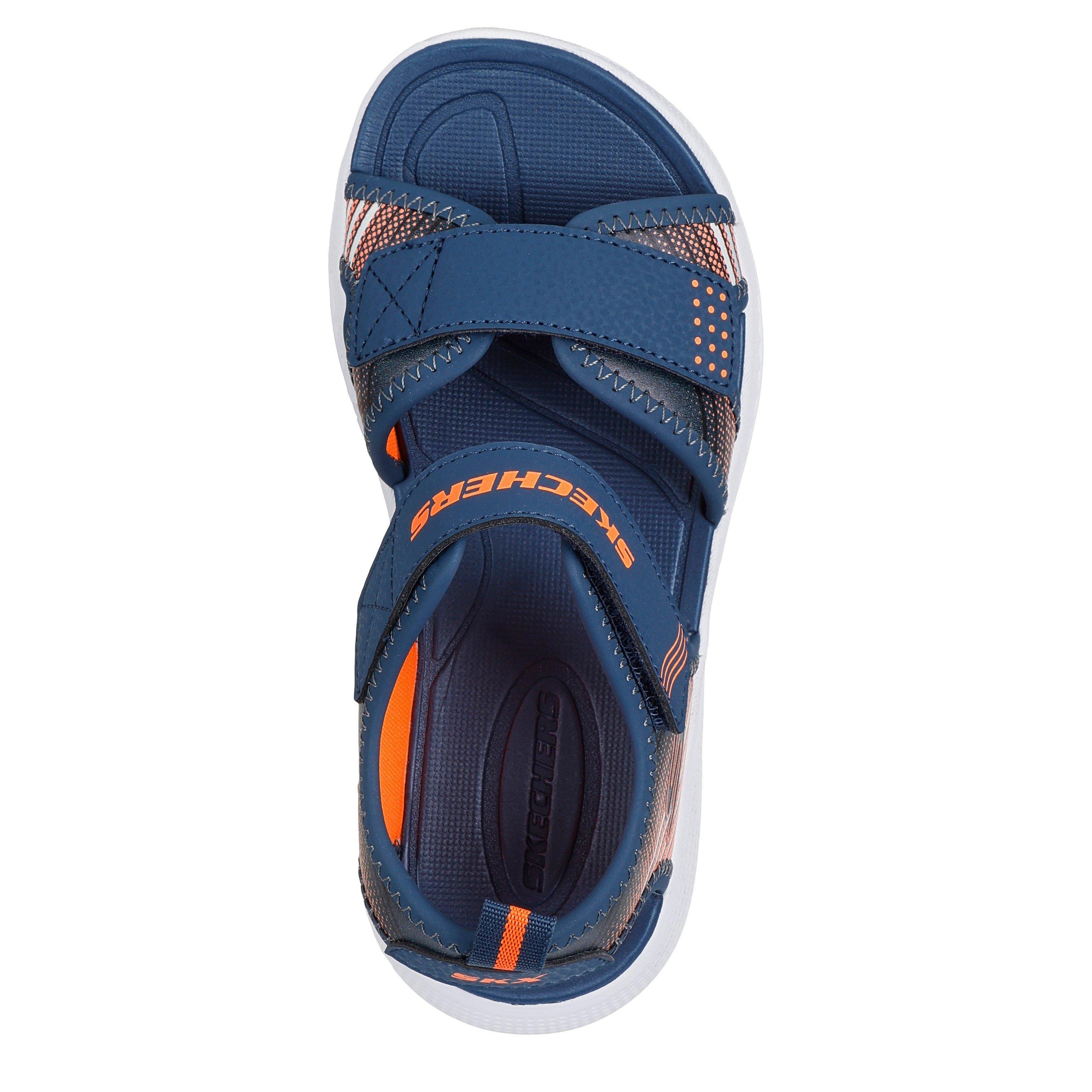 Navy/Orange - Skechers - Lightweight Sandal W Linear Details Flat Sandals Boys - 5