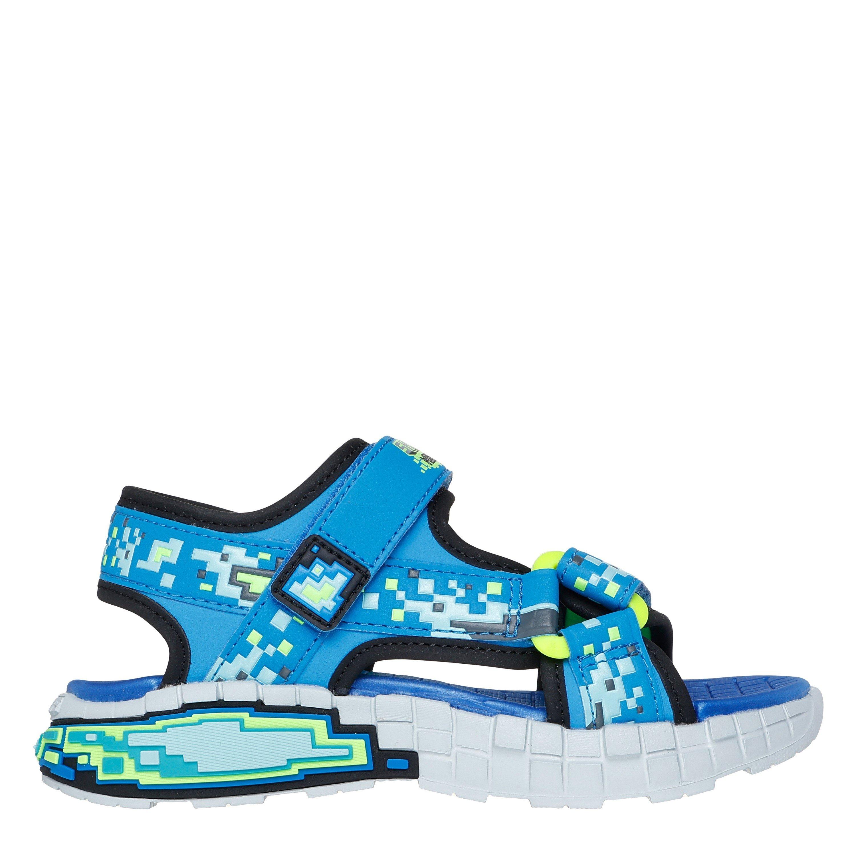 Blue/Lime - Skechers - Mega-Splash 4k Flat Sandals Boys - 3