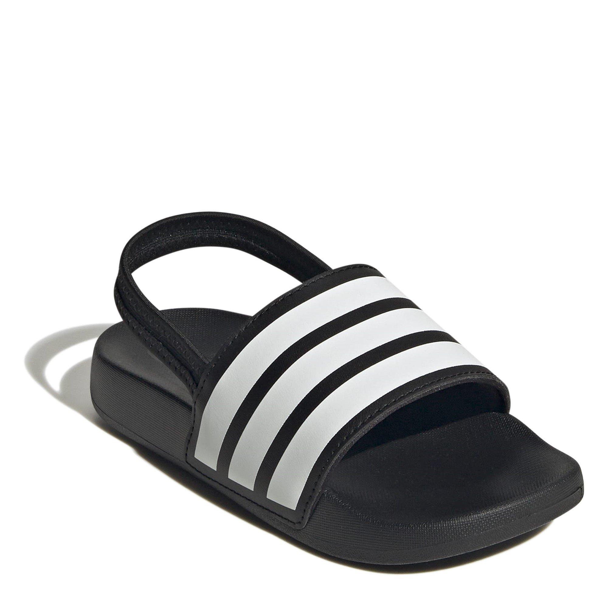 Black/White - adidas - Adilette Estrap Slides Kids - 3