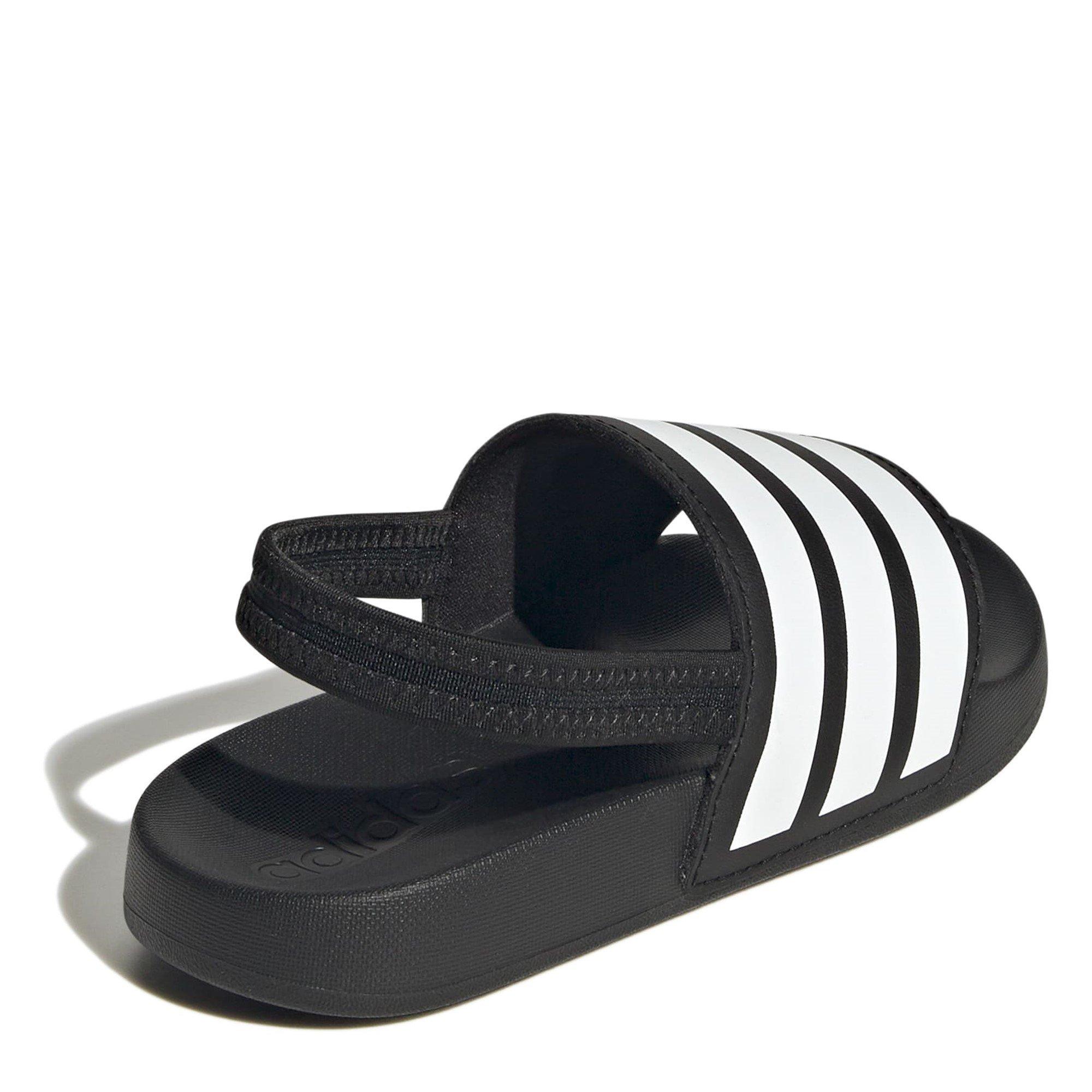 Black/White - adidas - Adilette Estrap Slides Kids - 4