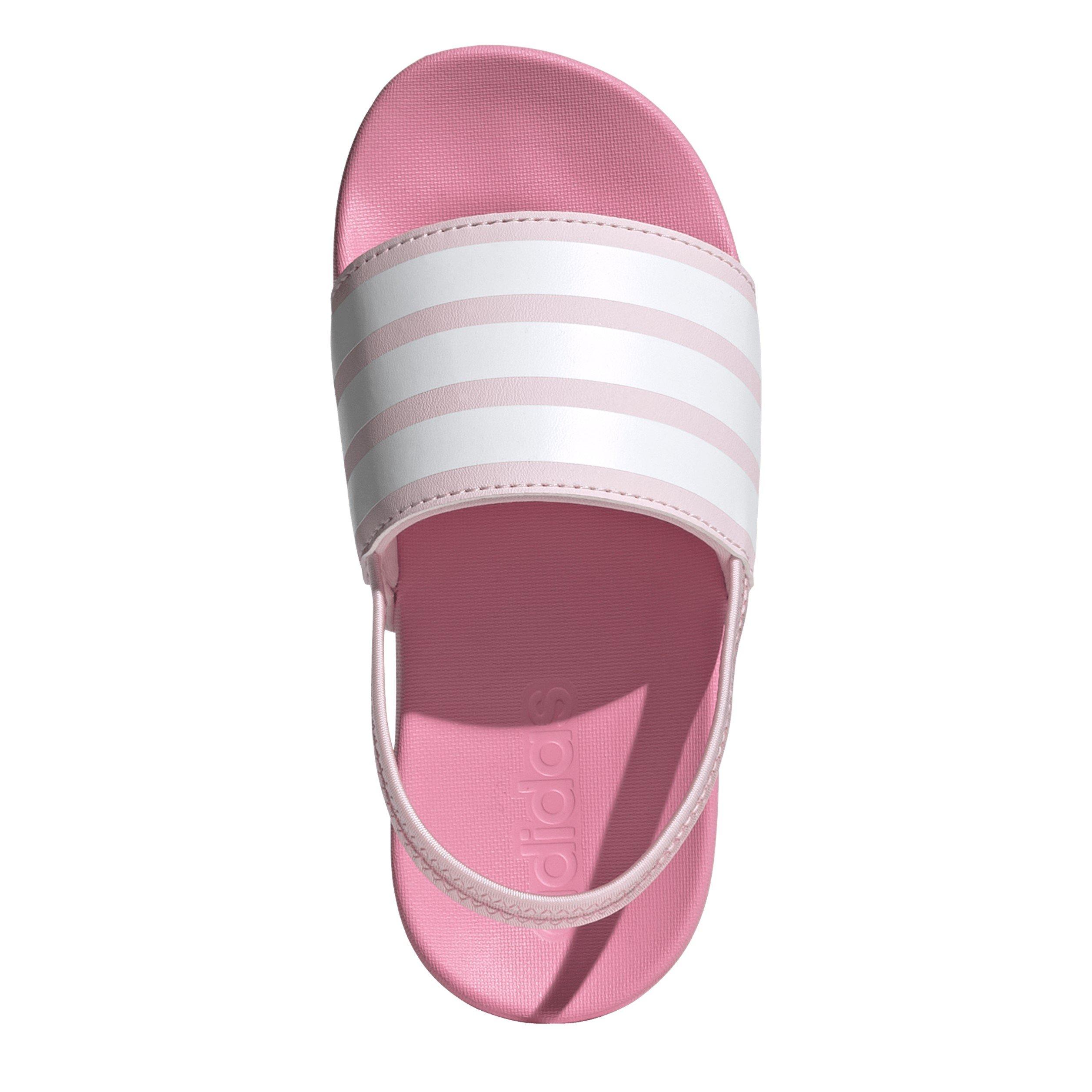 Rosa/Branco - adidas - Adilette Estrap Slides Kids - 5