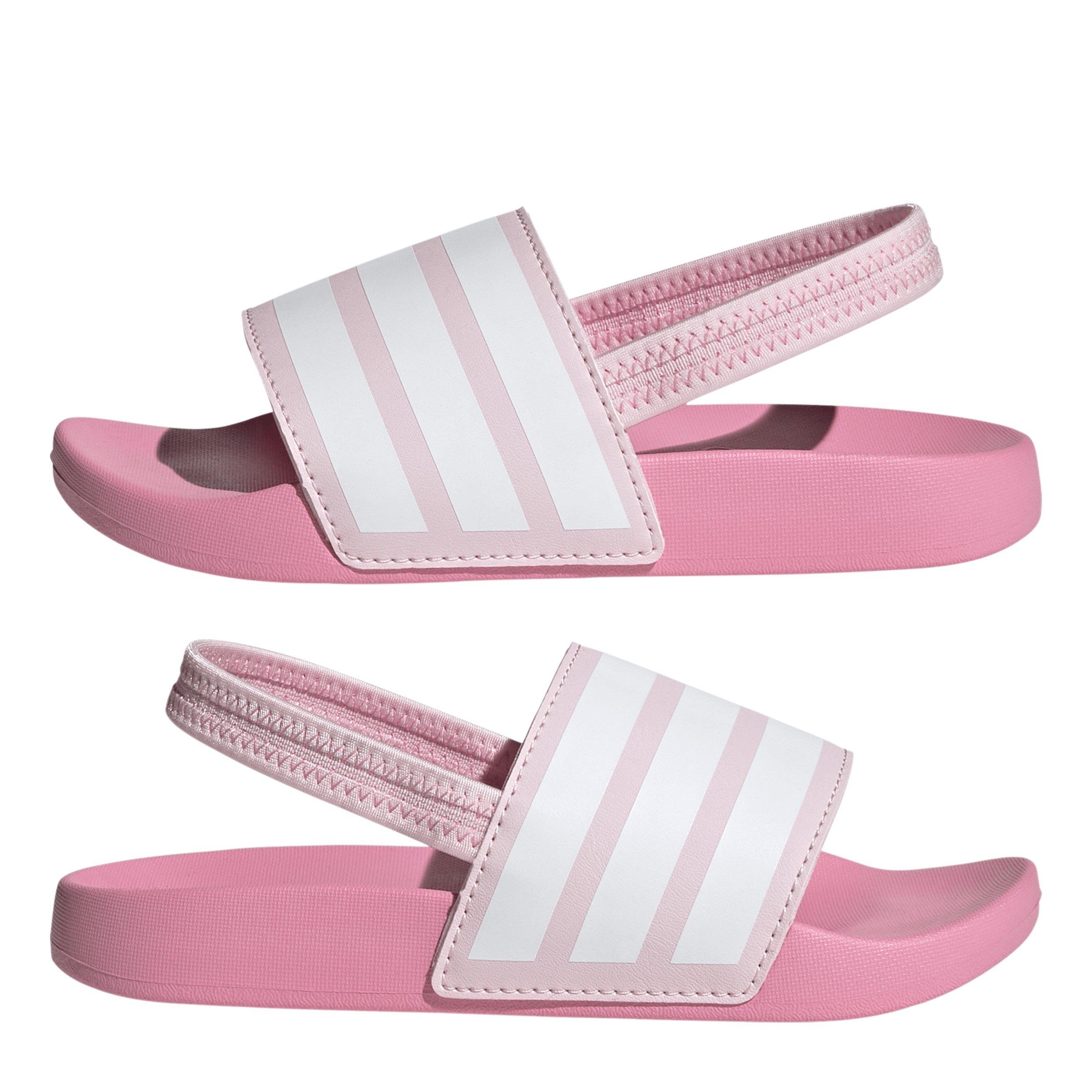 Rosa/Branco - adidas - Adilette Estrap Slides Kids - 9