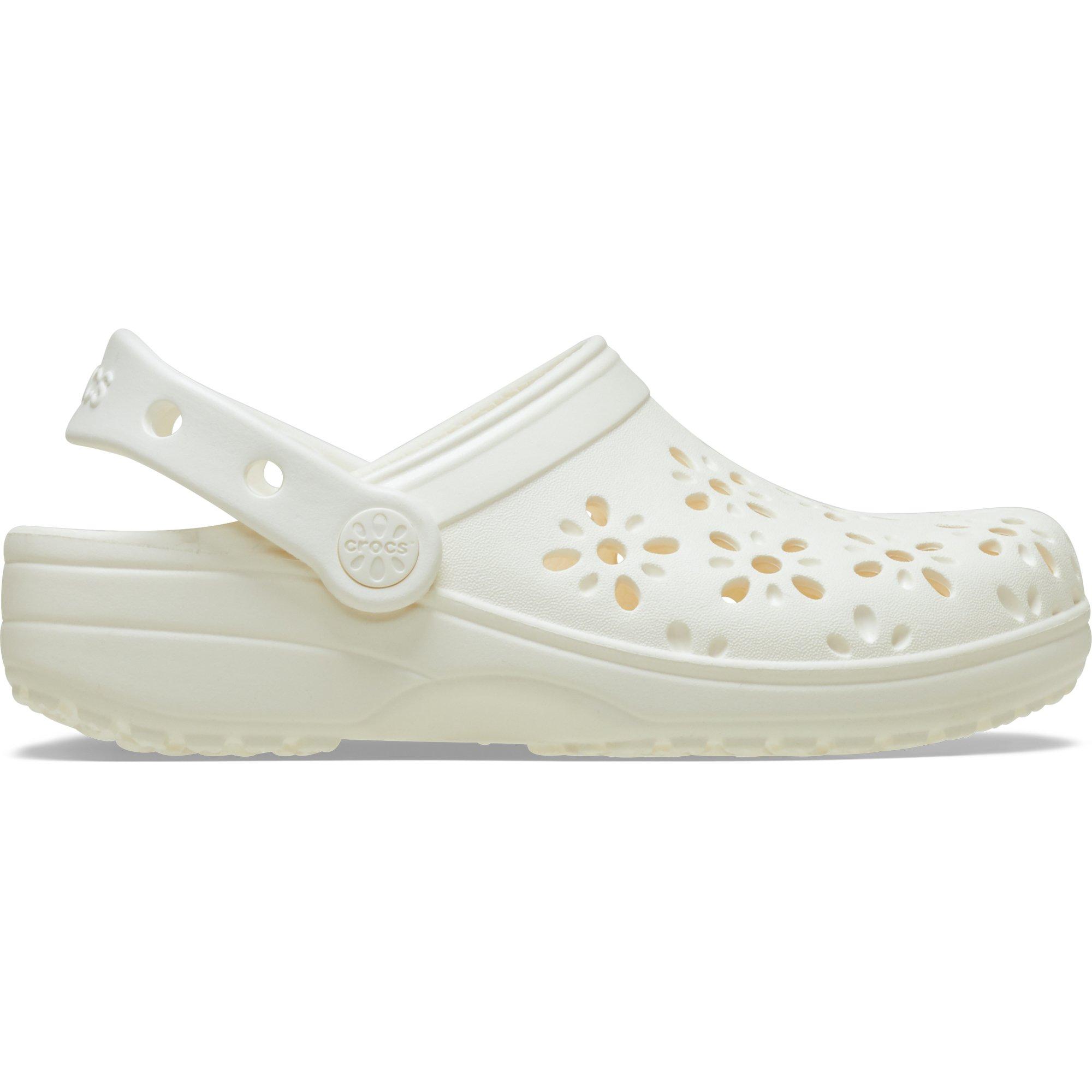 White - Crocs - Classic Floral Cut-Out Clogs - 6
