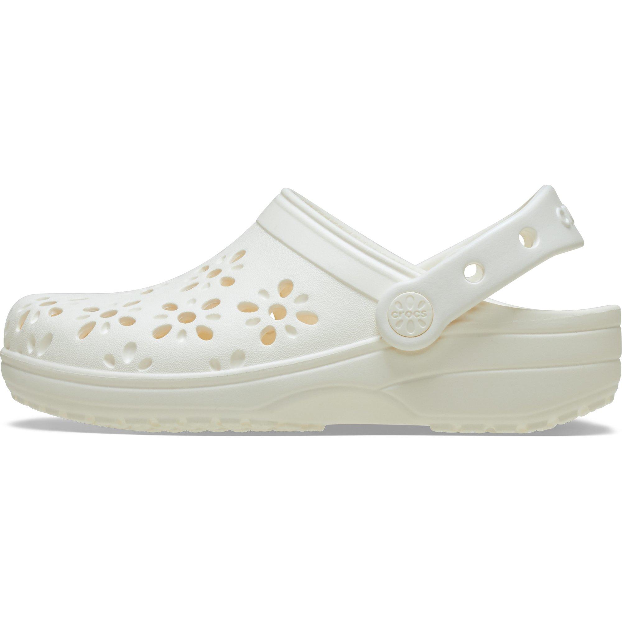 White - Crocs - Classic Floral Cut-Out Clogs - 7