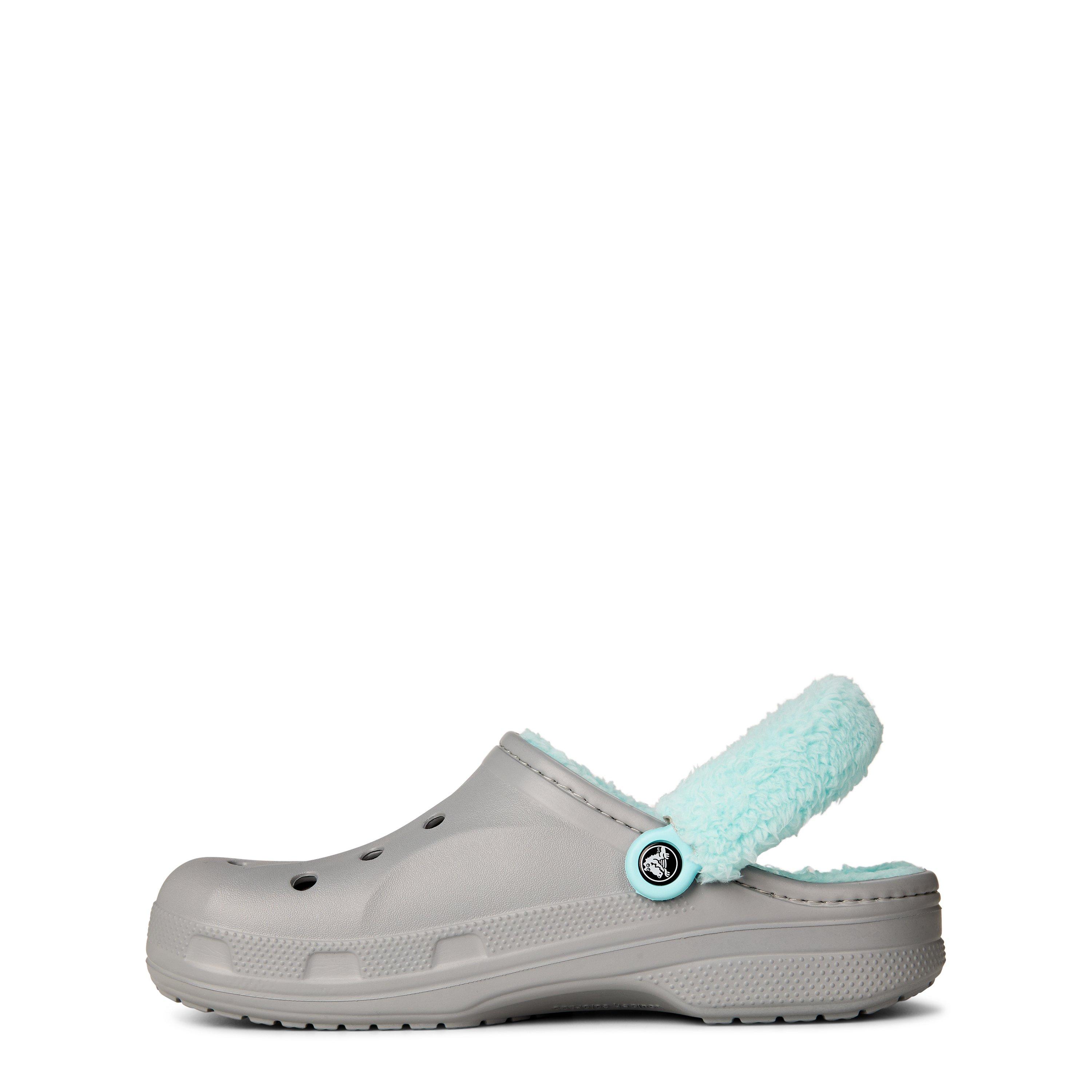 Lysegrå/Blå - Crocs - Baya Lined Fuzz-strap Clog Women's - 3