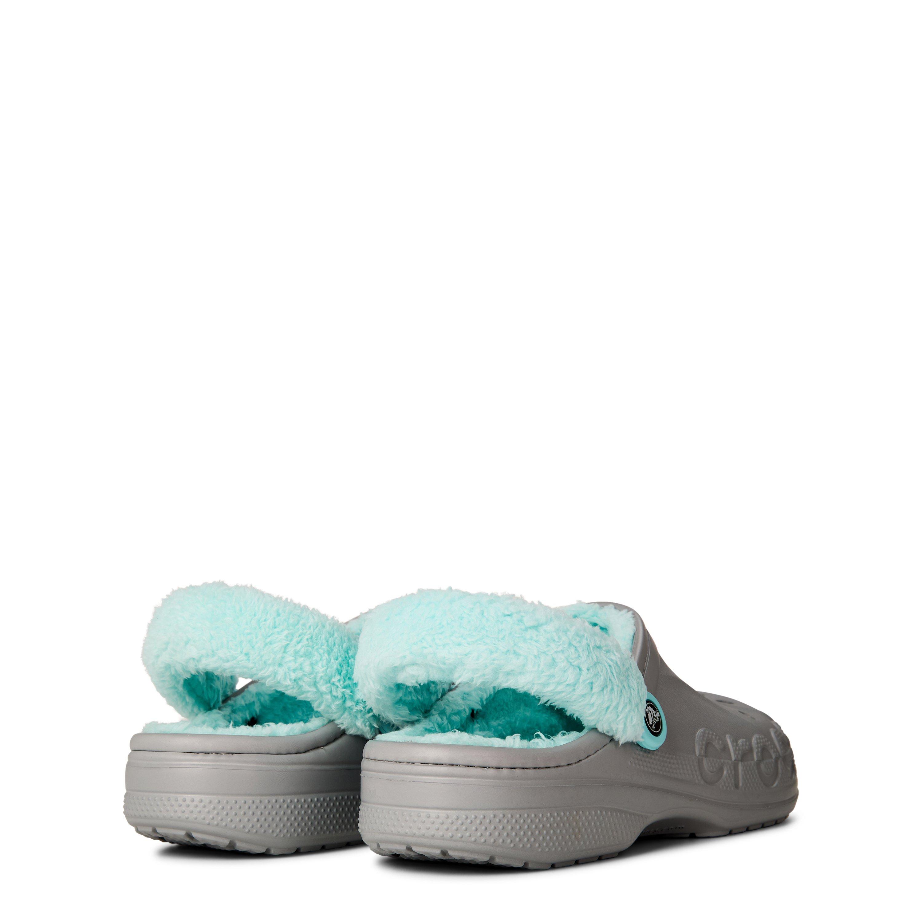 Lysegrå/Blå - Crocs - Baya Lined Fuzz-strap Clog Women's - 5