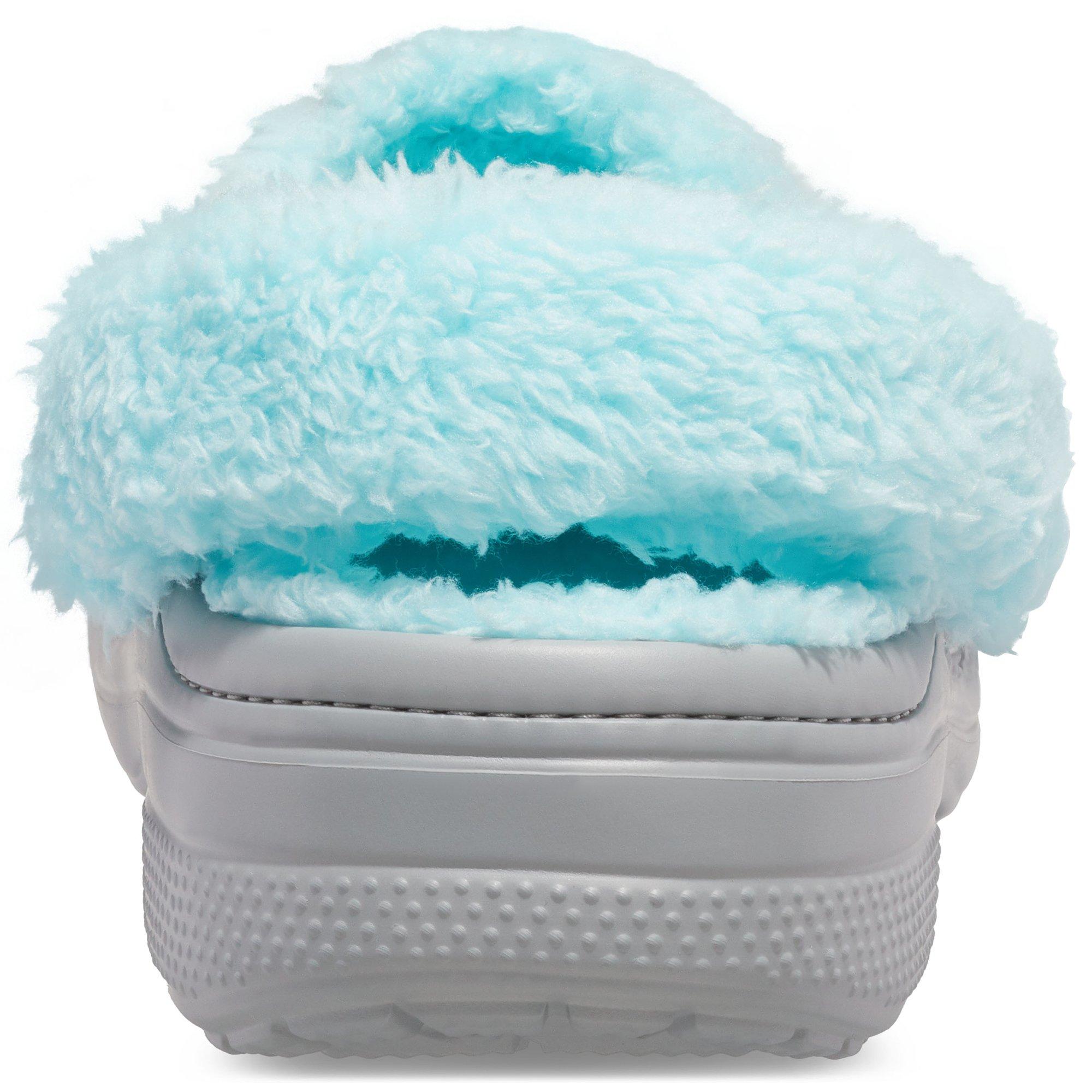 Lysegrå/Blå - Crocs - Baya Lined Fuzz-strap Clog Women's - 6