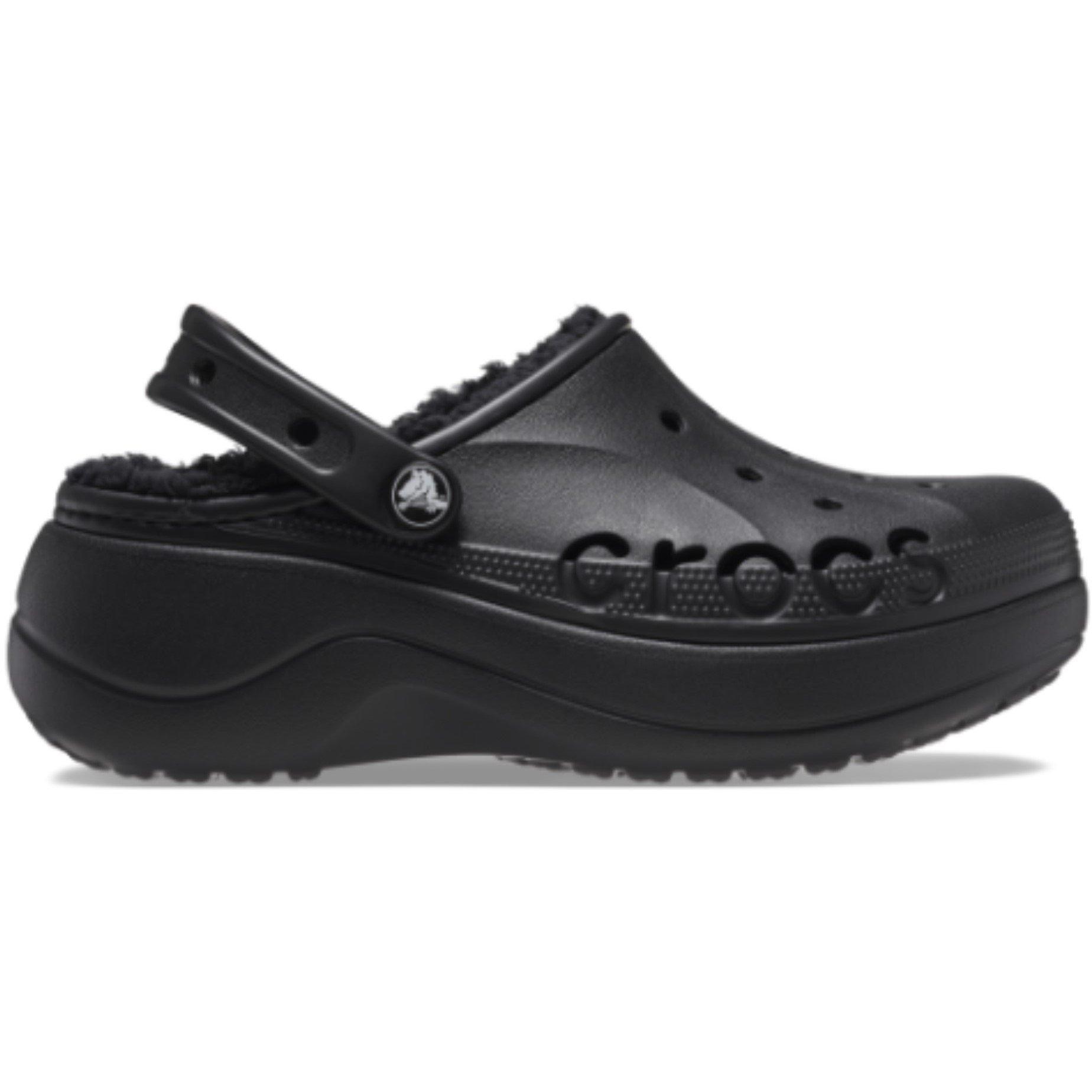 Zwart - Crocs - Classic Lined Platform Clogs Womens - 1