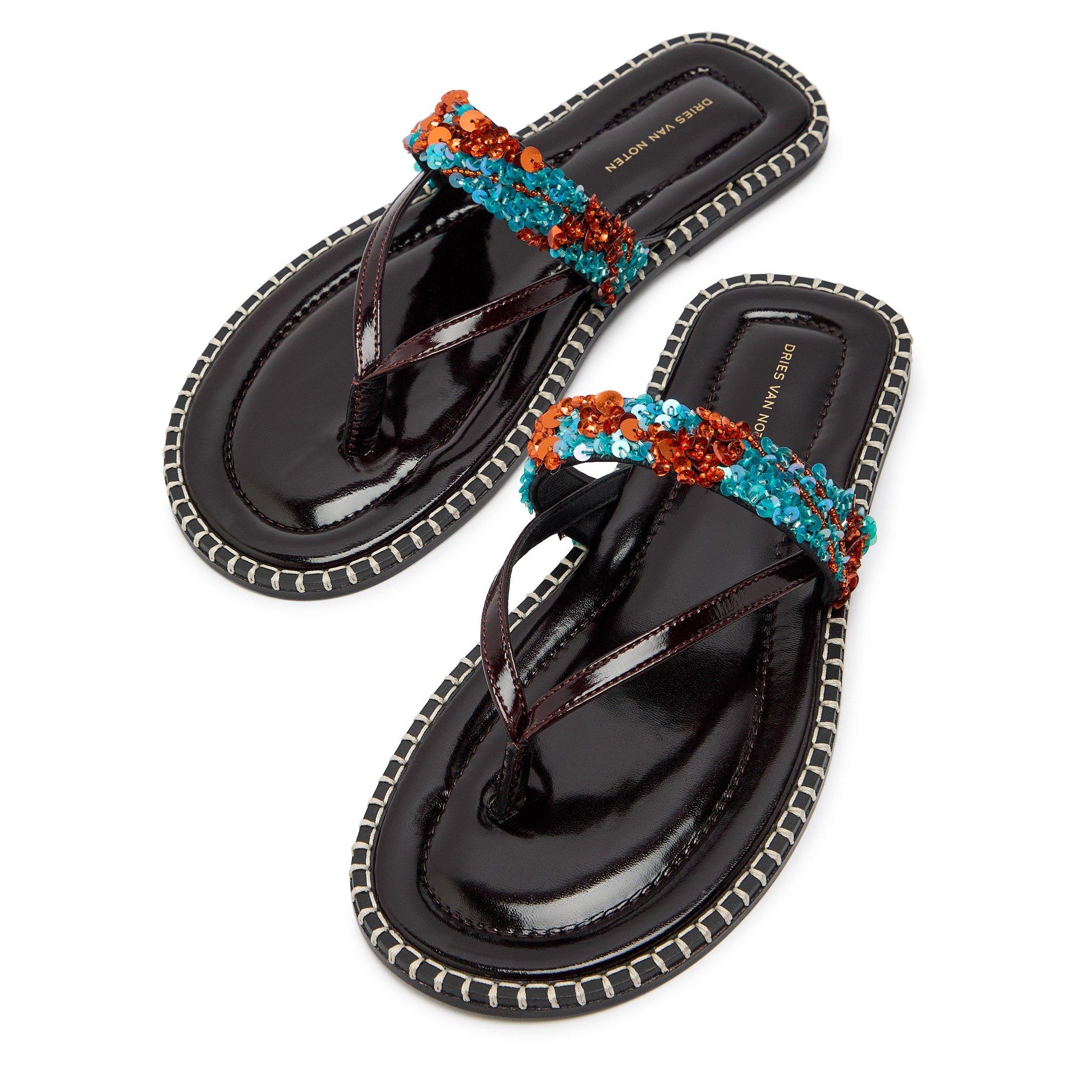 TURQUOISE - Dries Van Noten - ROUNDED TOE FLIPFLOP SANDAL WI - 3