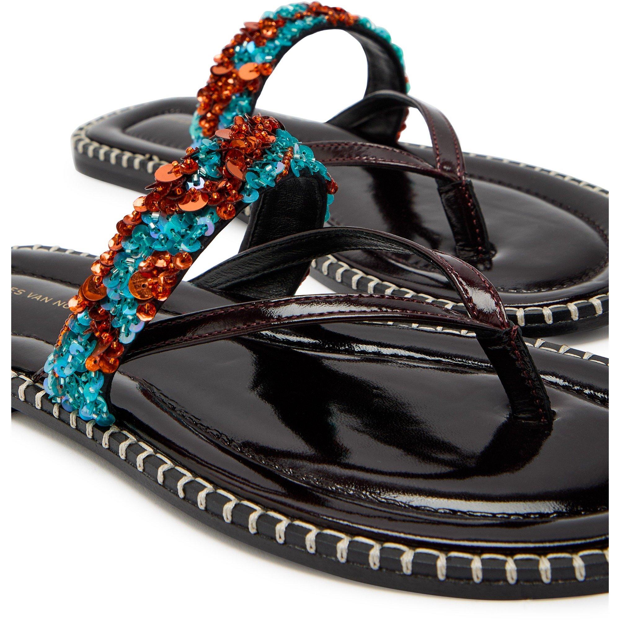 TURQUOISE - Dries Van Noten - ROUNDED TOE FLIPFLOP SANDAL WI - 4