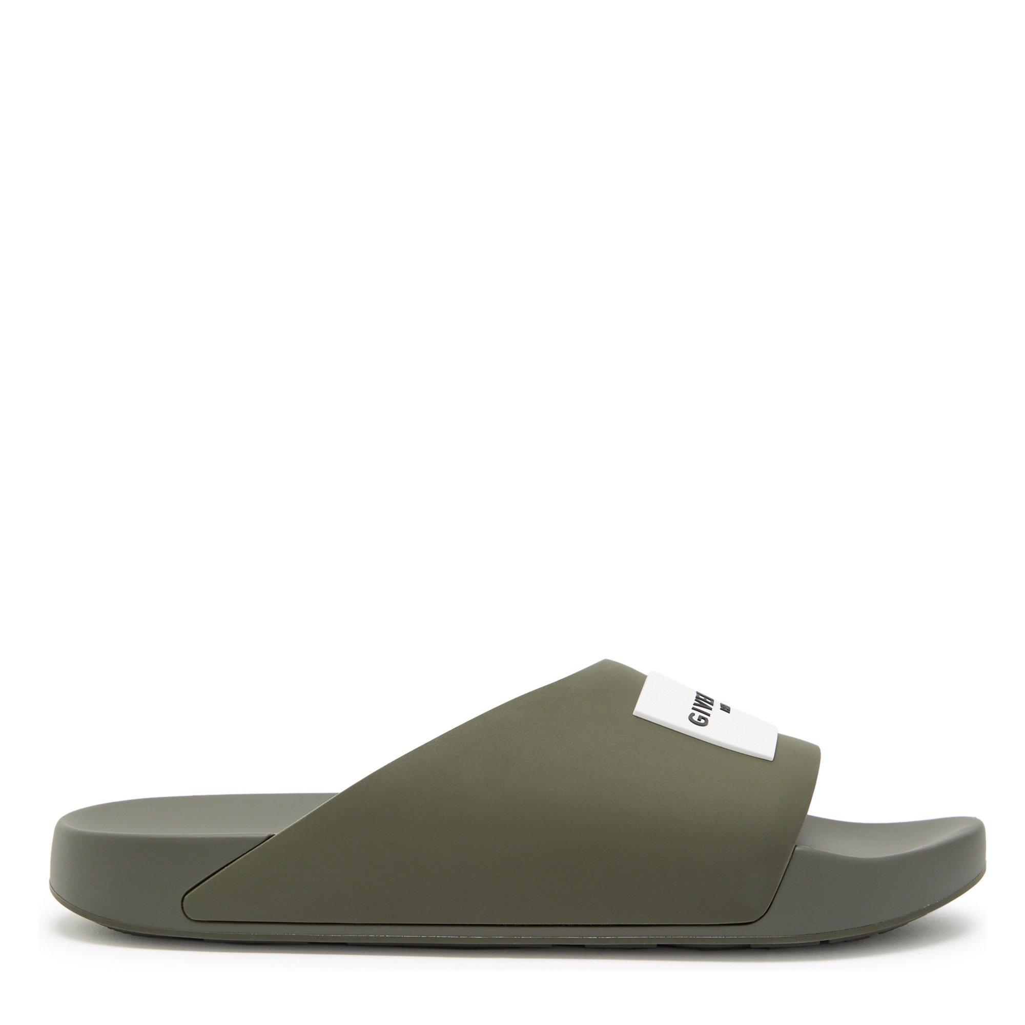 KHAKI - GIVENCHY - LABEL SLIDE FLAT SANDAL