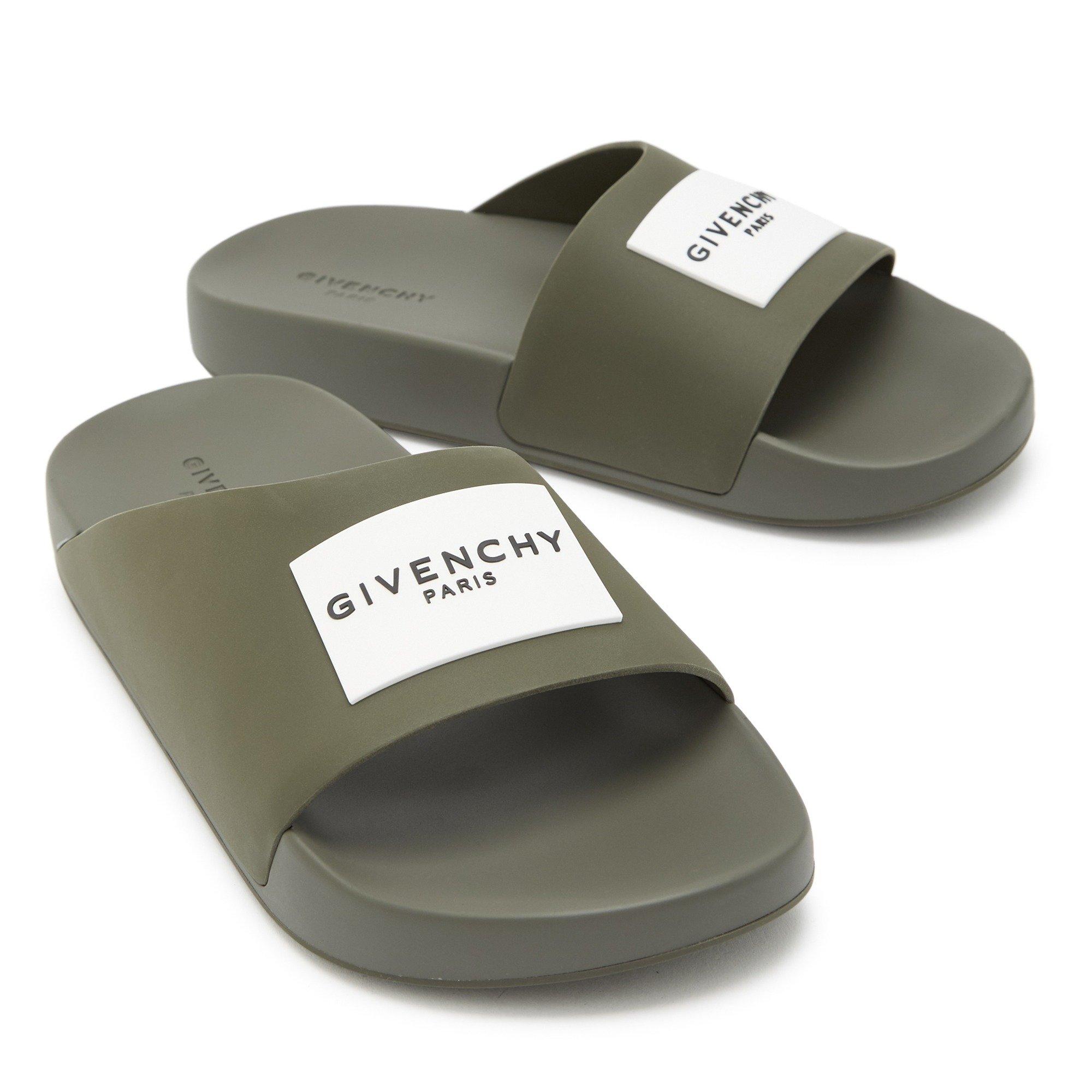 KHAKI - GIVENCHY - Men's Label Slide Flat Sandals - 3