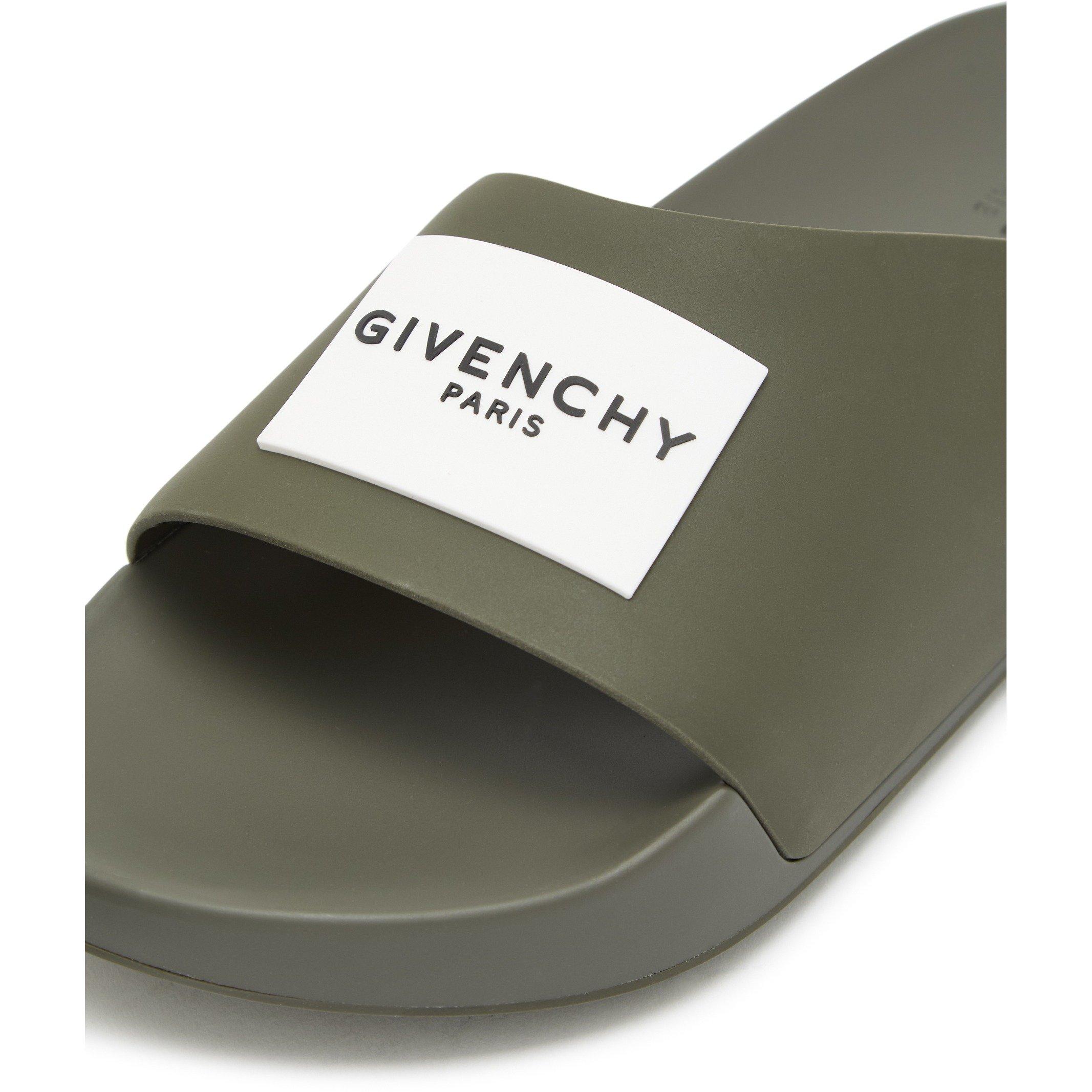 KHAKI - GIVENCHY - Men's Label Slide Flat Sandals - 4