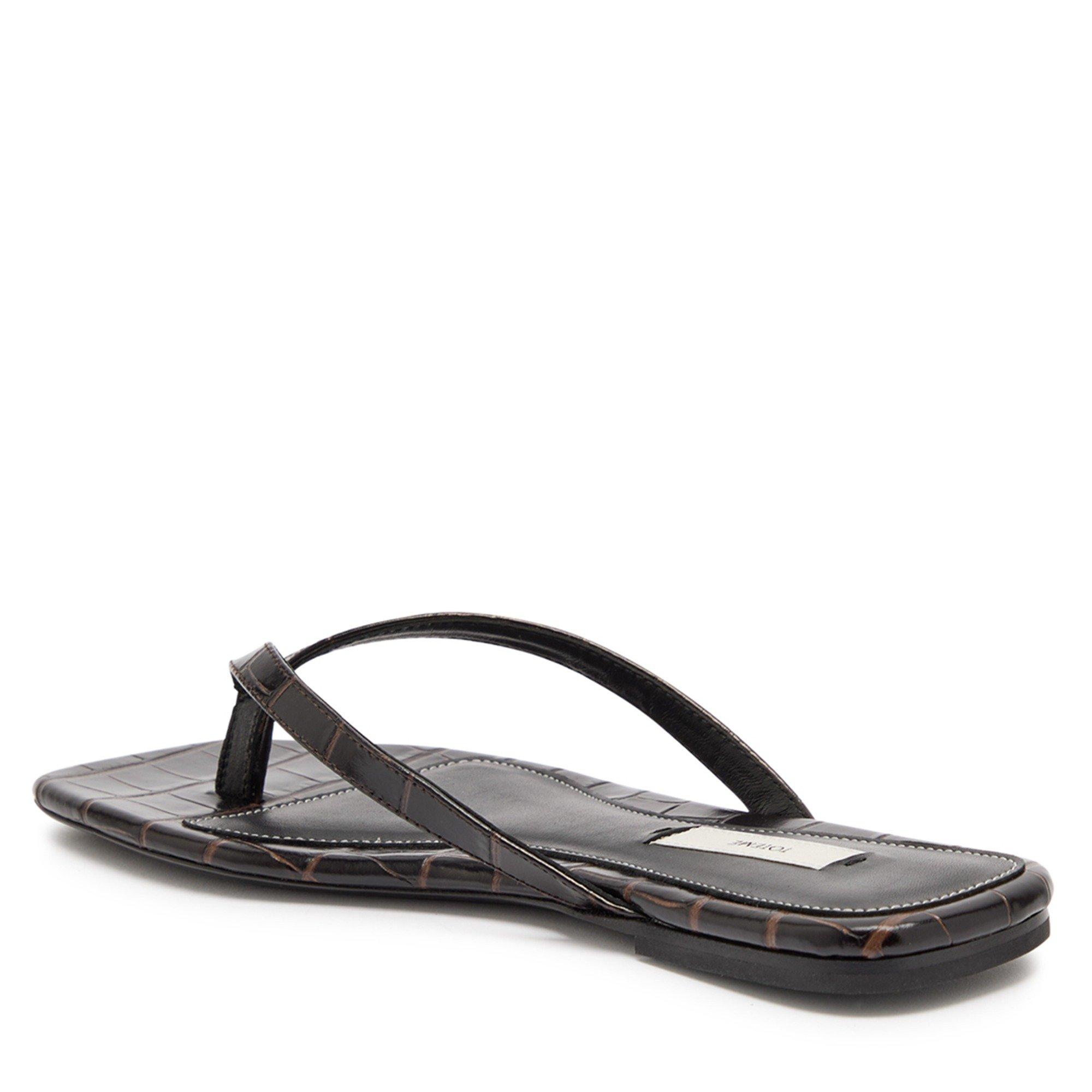 BROWN - Toteme - Women's Croc-Embossed Leather Flip Flops - 2