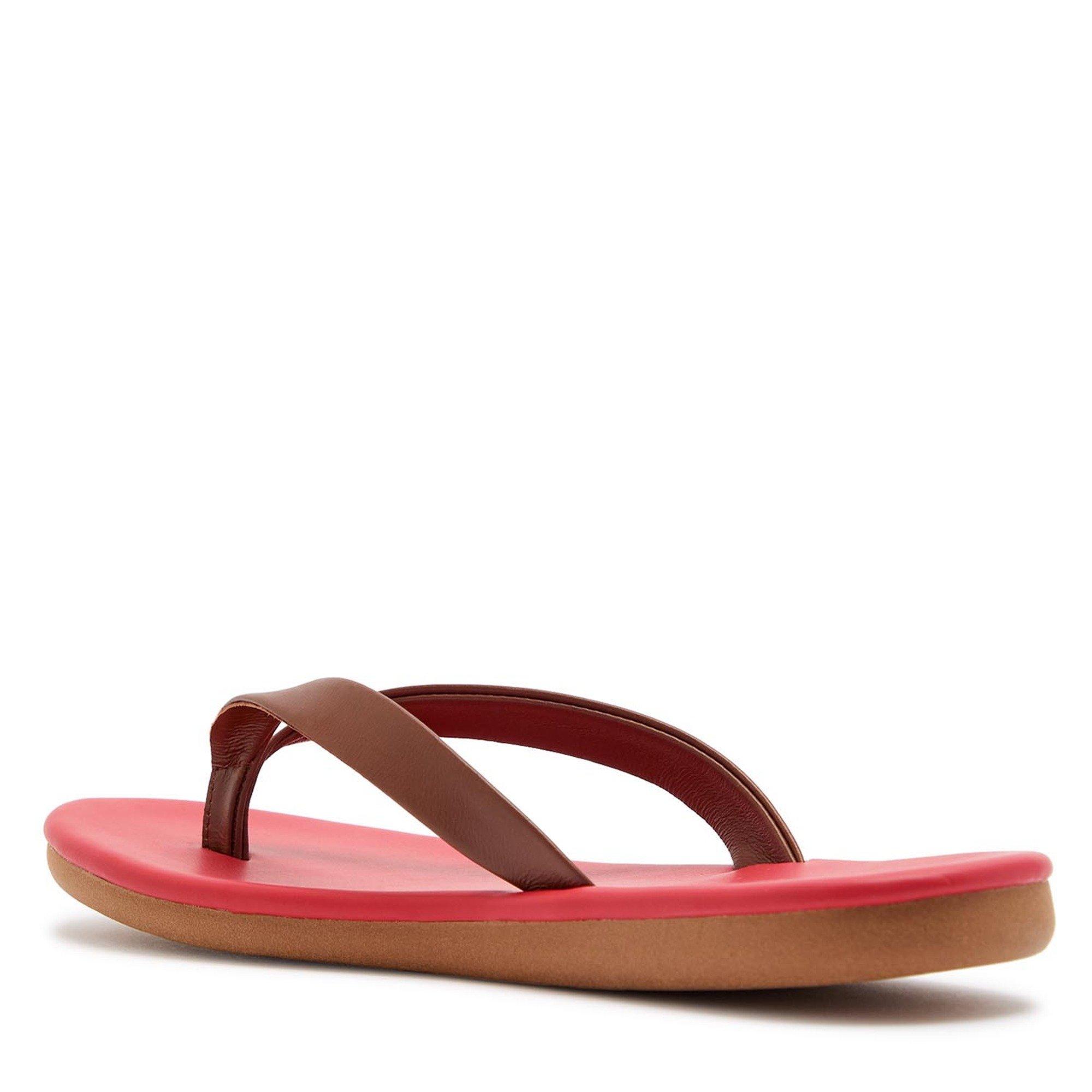 RED - Ancient Greek Sandals - Women's Saionara Leather Flip Flops - 2