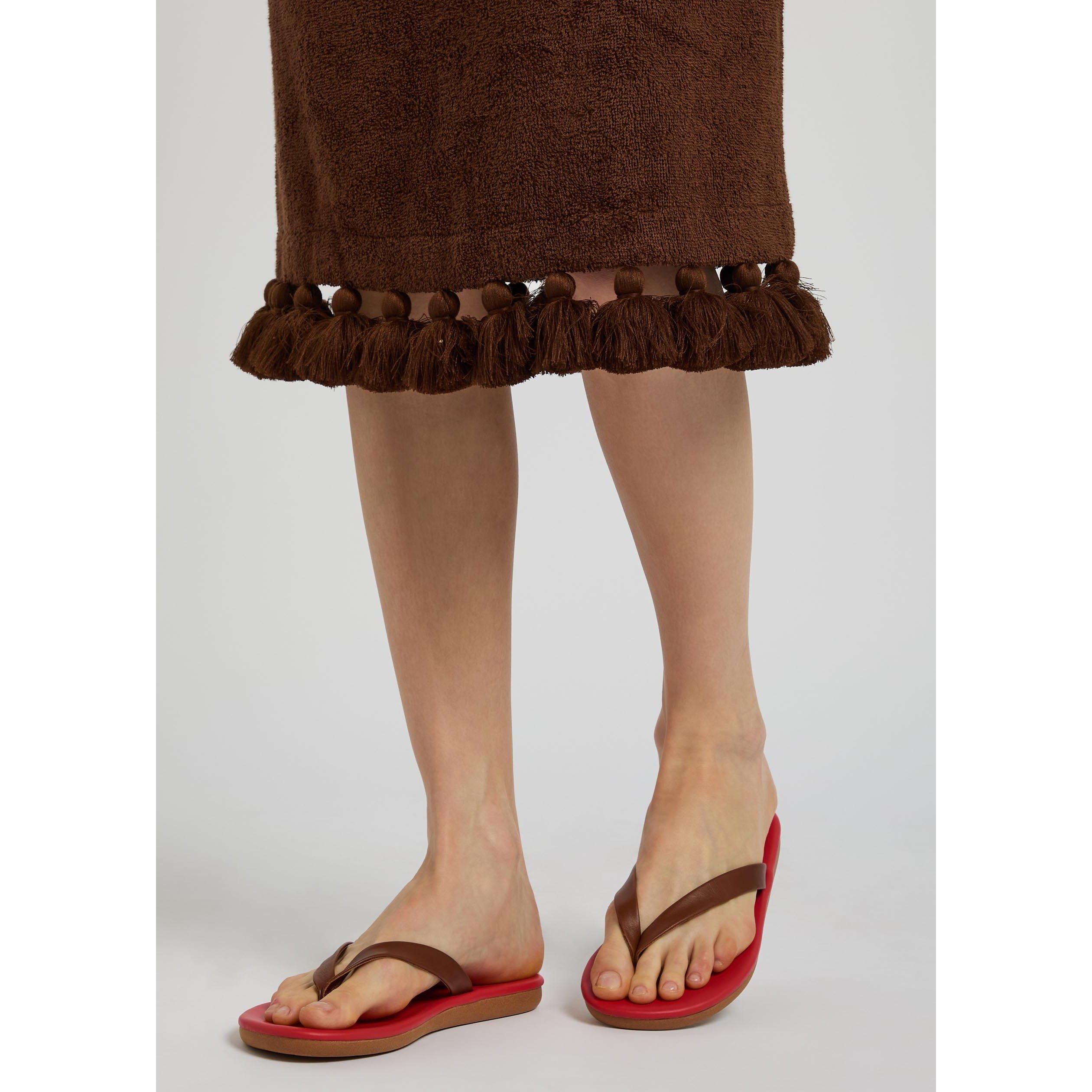 RED - Ancient Greek Sandals - Women's Saionara Leather Flip Flops - 3